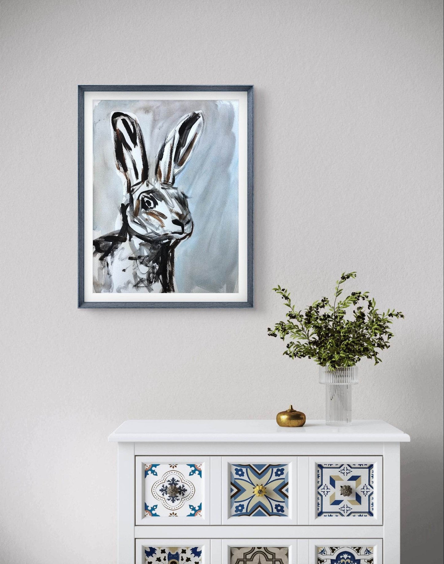 Aquarellbild Hasenporträt (30 × 40 cm)