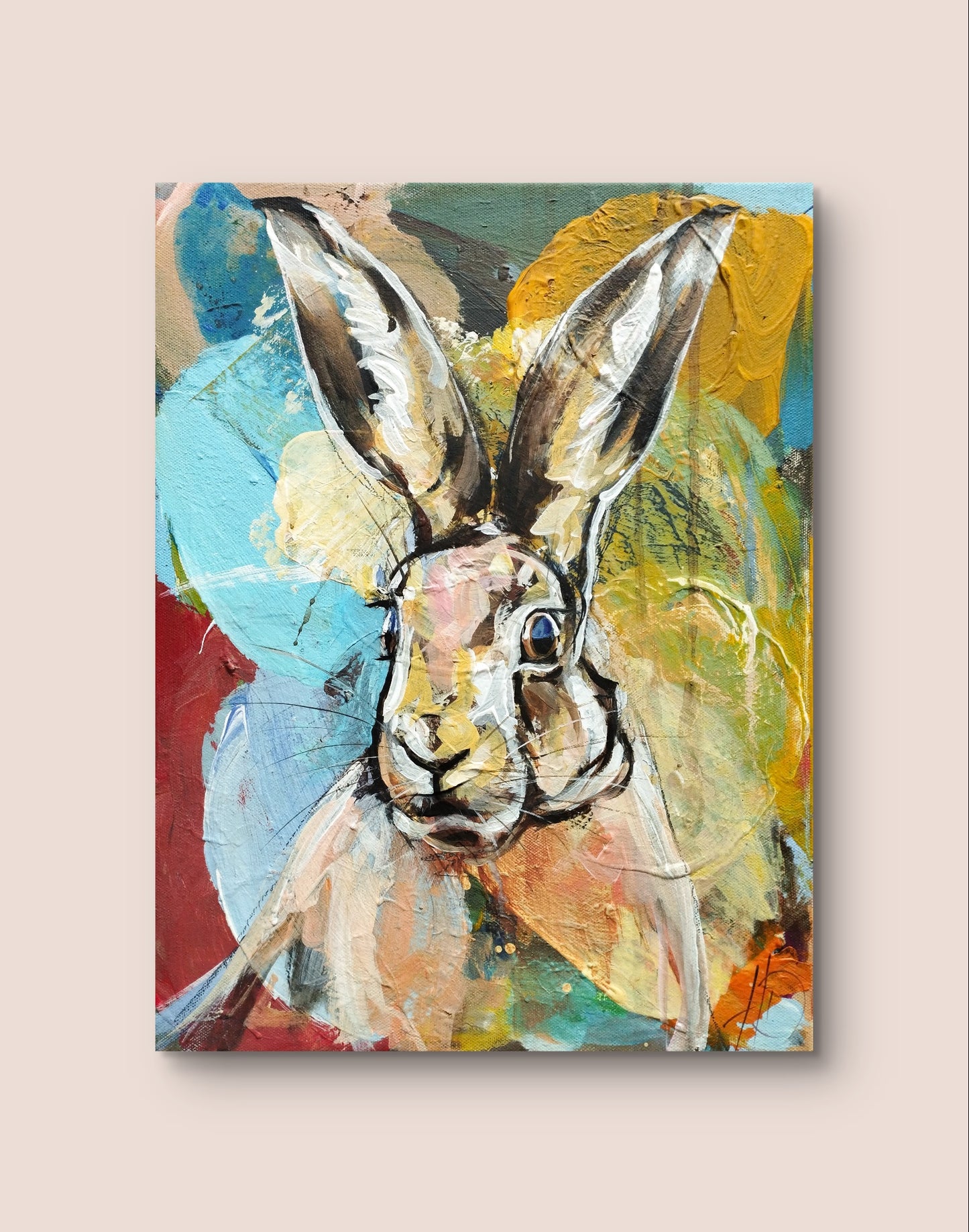 Premium Gemälde "Farbenhüpfer" 30 x 40 cm - Heinz