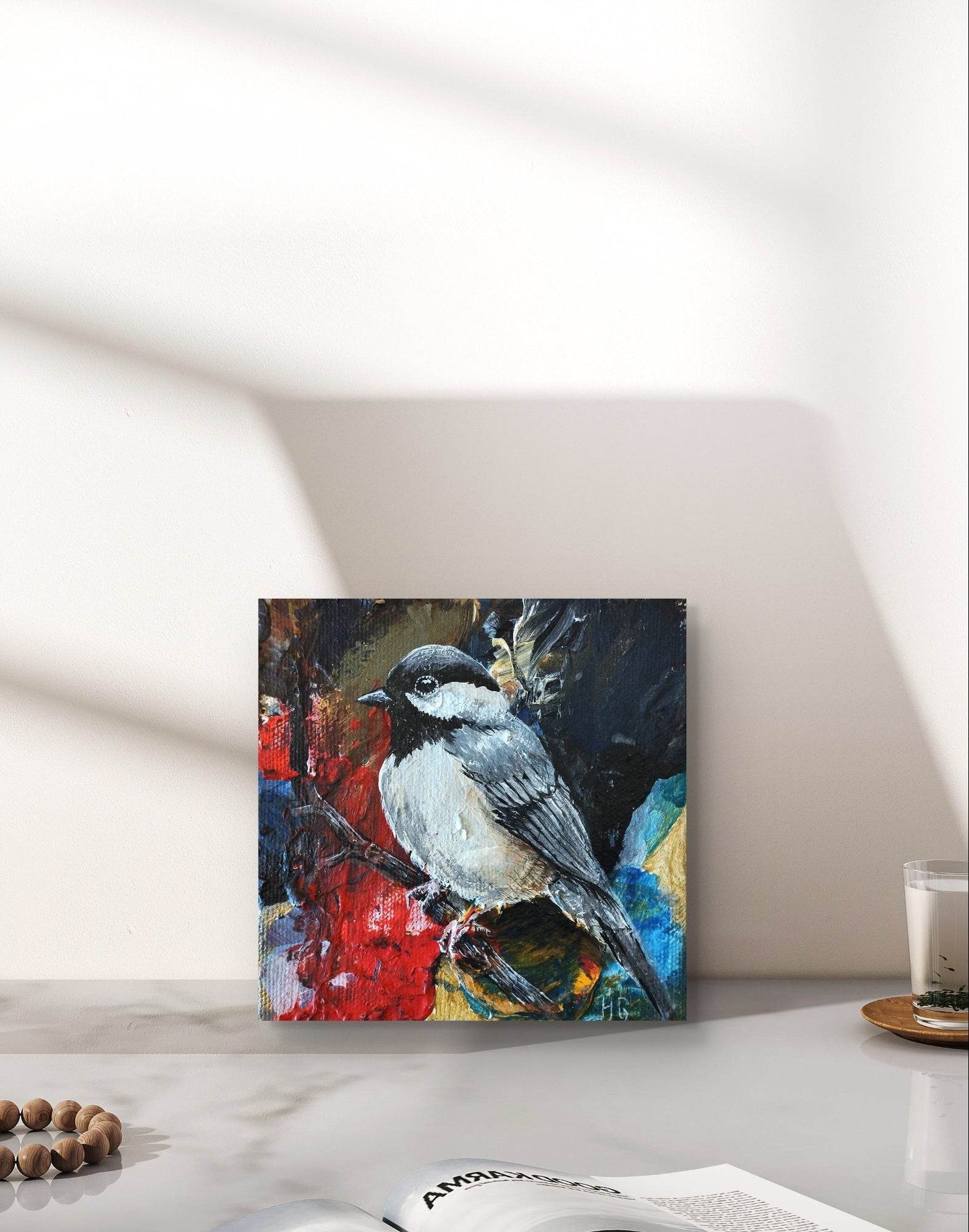 Gemälde Tannenmeise – handgemaltes Original Acrylbild (10 x 10 cm) - H1Z Art