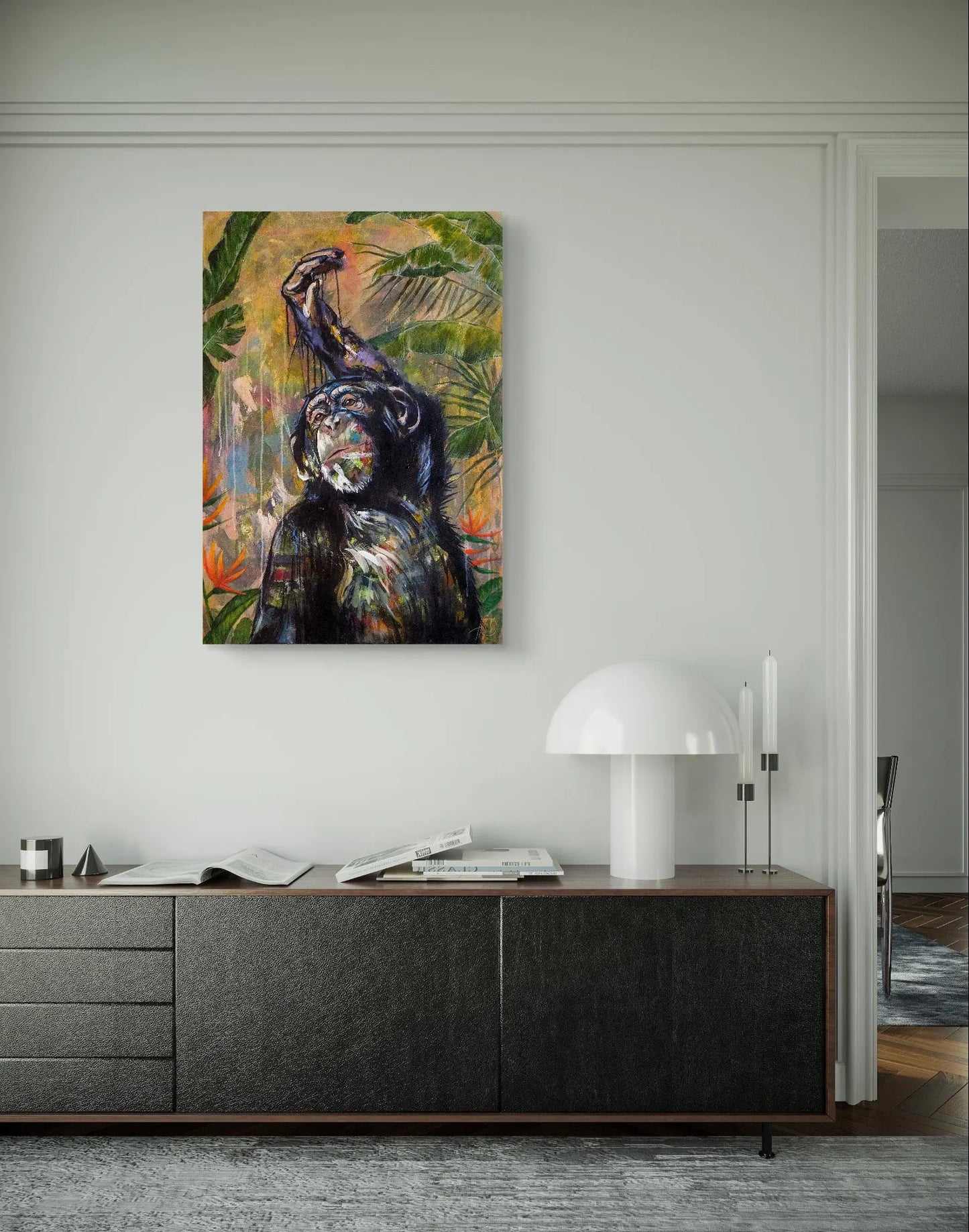 Gemälde eleganter Affe – handgemaltes Original Acrylbild (96 x 67 cm)