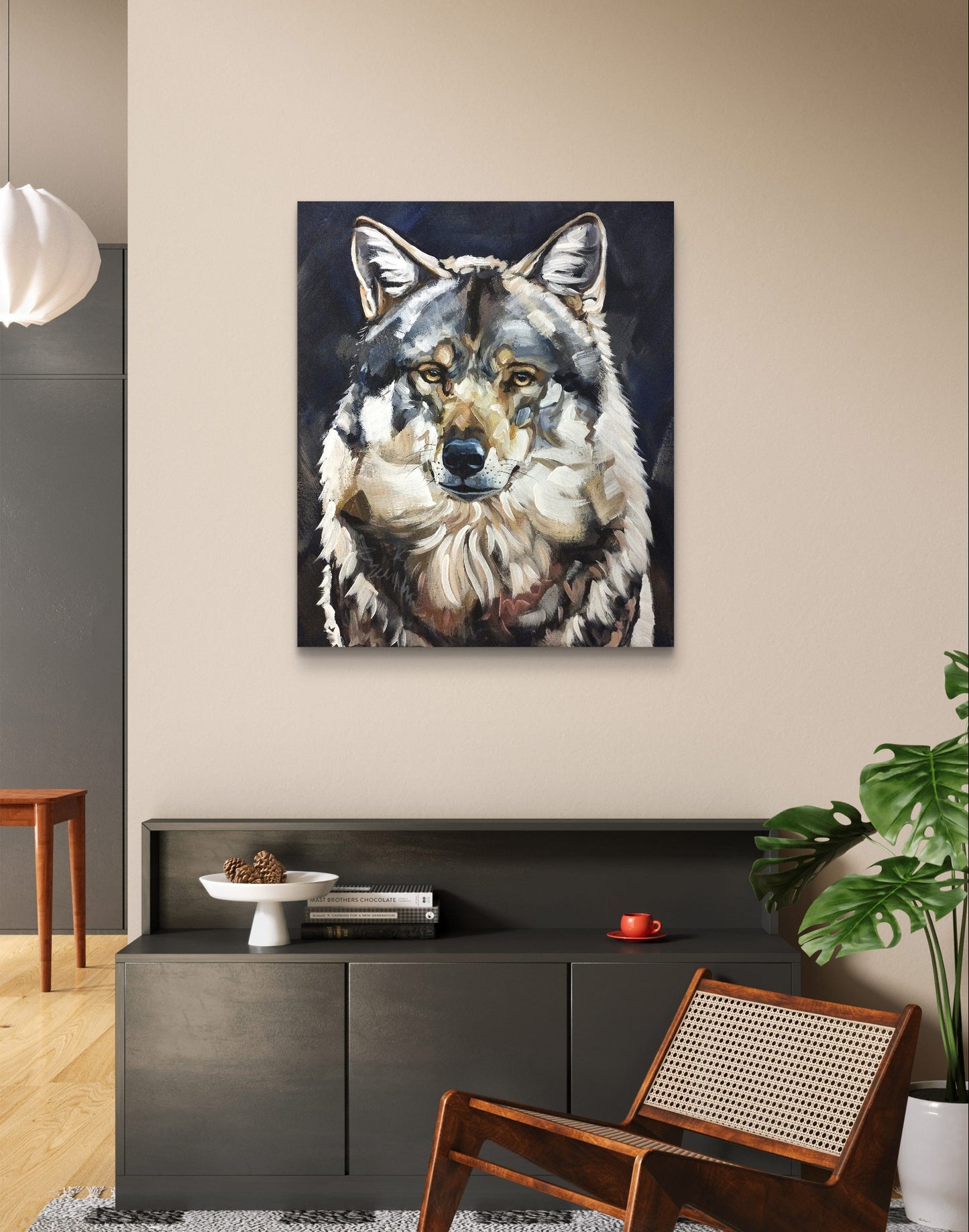 Premium Gemälde "Blick des Wolfs" 50 x 60 cm - Heinz