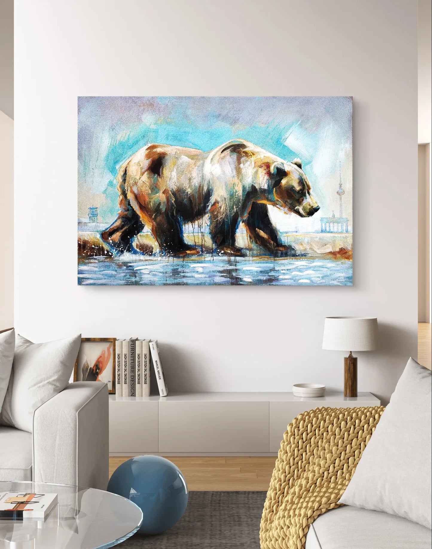 Painting Berlin Bear – hand-painted original acrylic painting (78 x 115 cm)