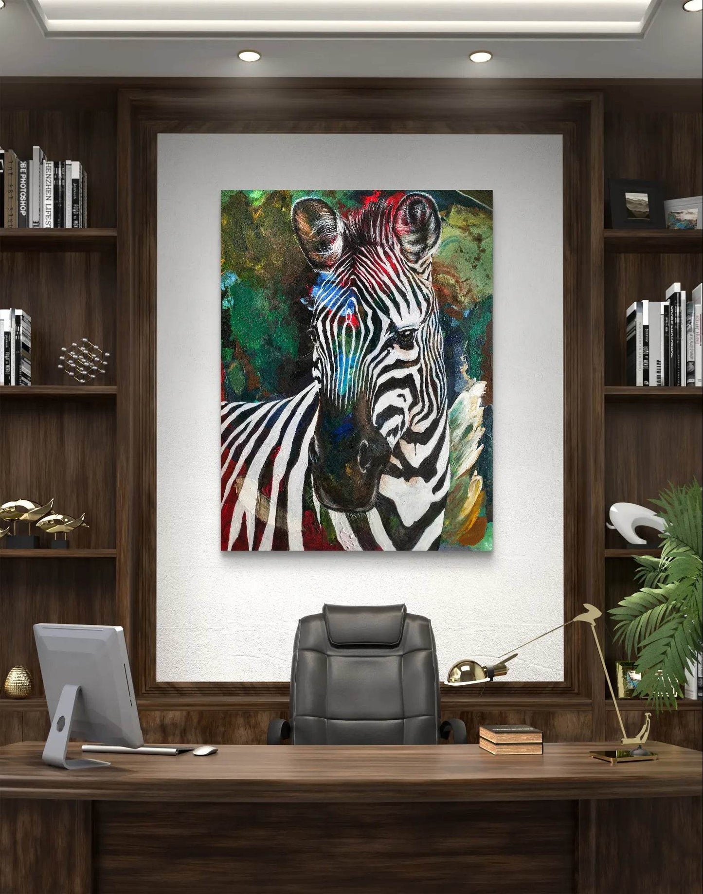Gemälde Zebra – handgemaltes Original Acrylbild (125,5 x 95,5 cm)