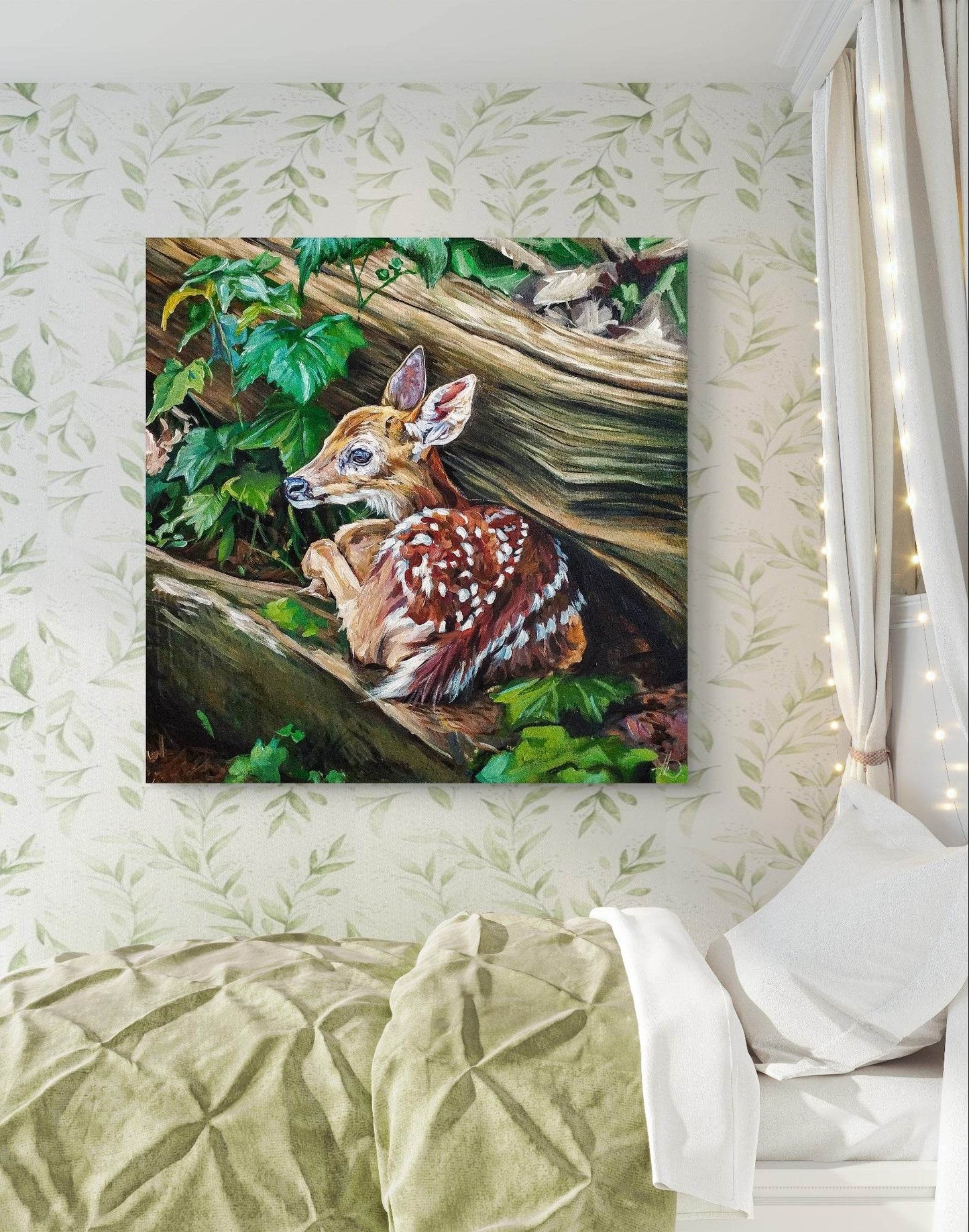 Heinz Acrylbild Wandbild junges Reh Acryl auf Leinwand (100 x 100 cm)