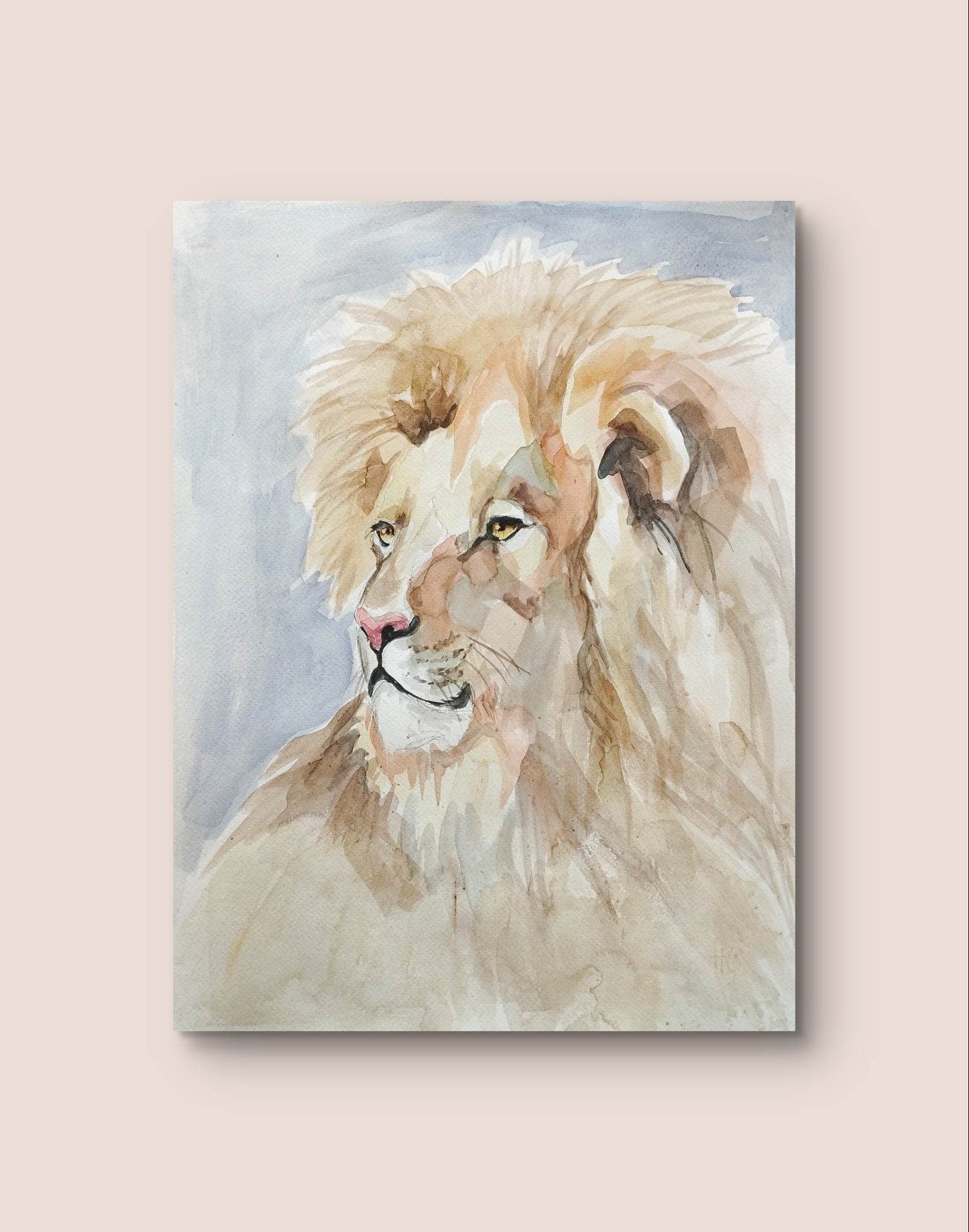 Löwen-Aquarell – Kraftvolles Tierbild Original Aquarellpapier (30 × 40 cm)