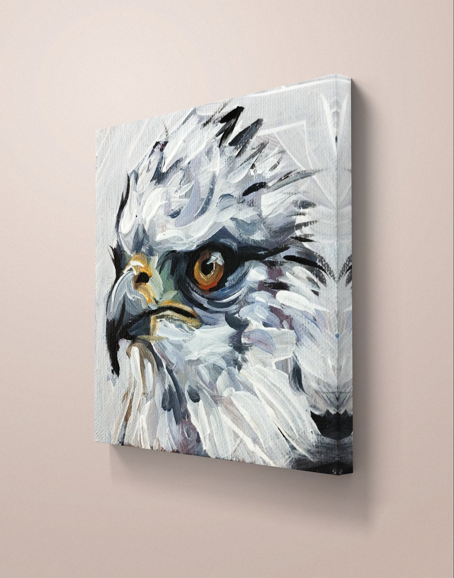 Heinz Acrylbild Acrylgemälde auf Leinwand - "König der Lüfte" 11 x 10,5 cm
