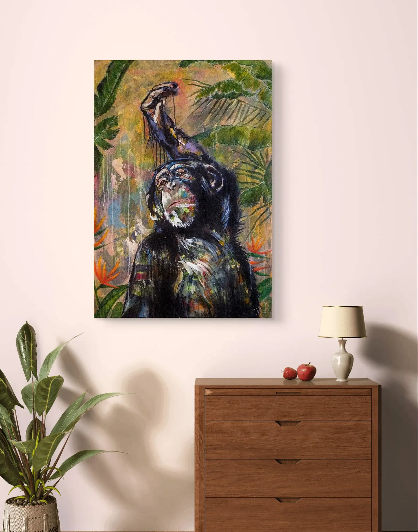 Gemälde eleganter Affe – handgemaltes Original Acrylbild (96 x 67 cm)