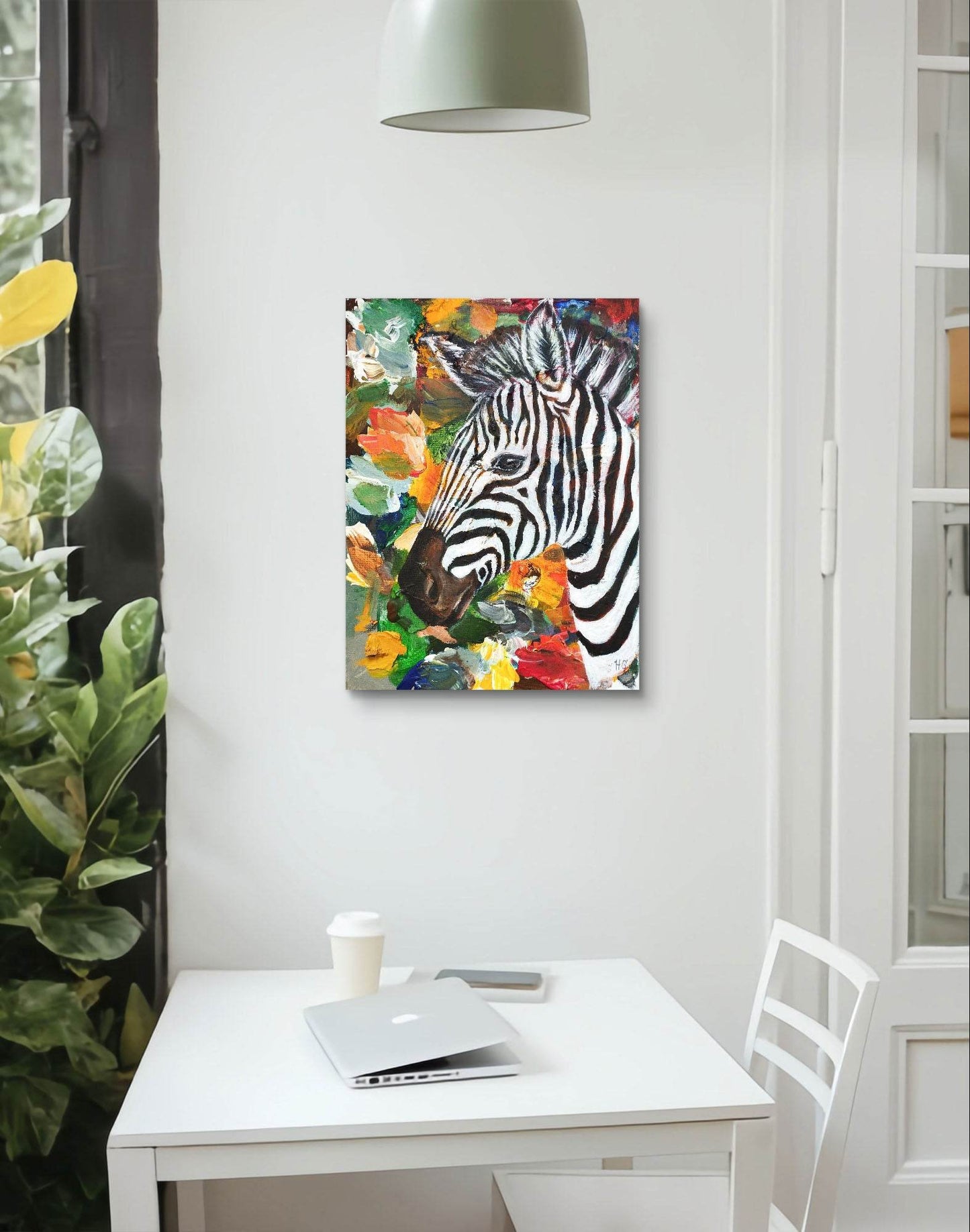 Gemälde bunt Zebra – handgemaltes Original Acrylbild (30 x 40 cm) - H1Z Art