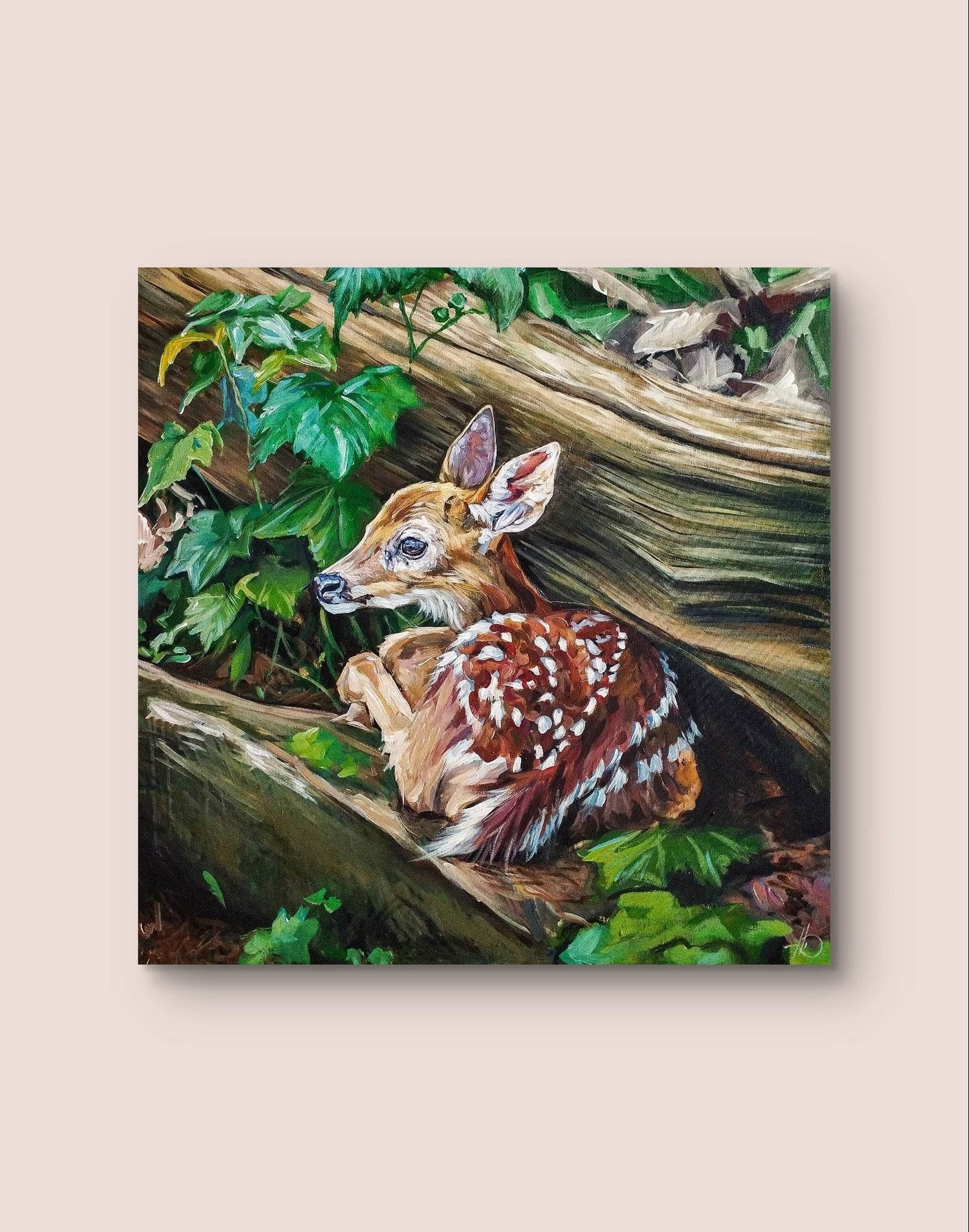 Heinz Acrylbild Wandbild junges Reh Acryl auf Leinwand (100 x 100 cm)