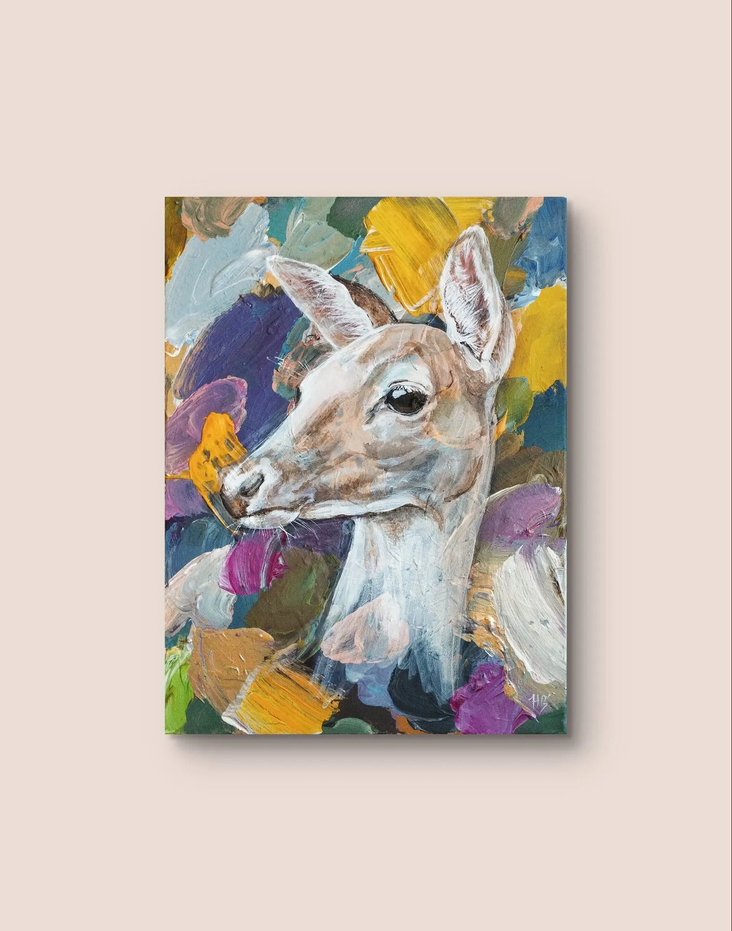 Painting Gentle Deer – hand-painted original acrylic painting (30 x 40 cm)