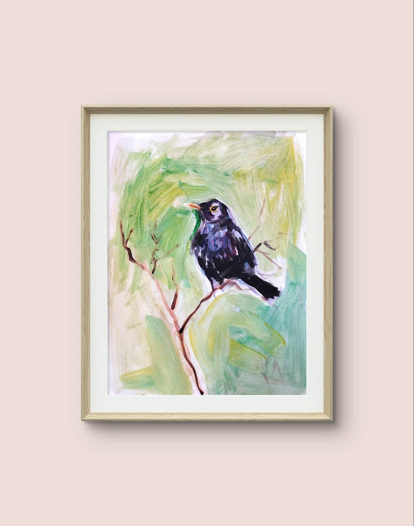 Aquarellbild Amsel (30 × 40 cm)