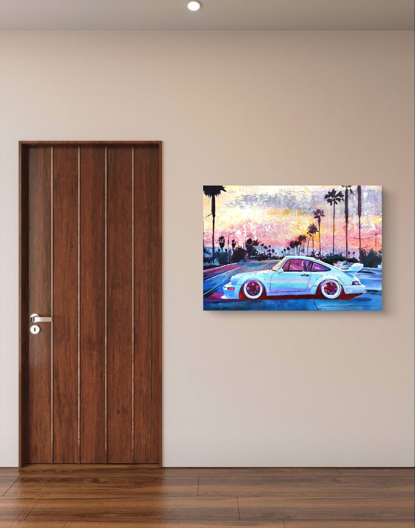 Premium Gemälde "Porsche 911 – Dynamik in Farbe" 100 x 70 cm - Heinz