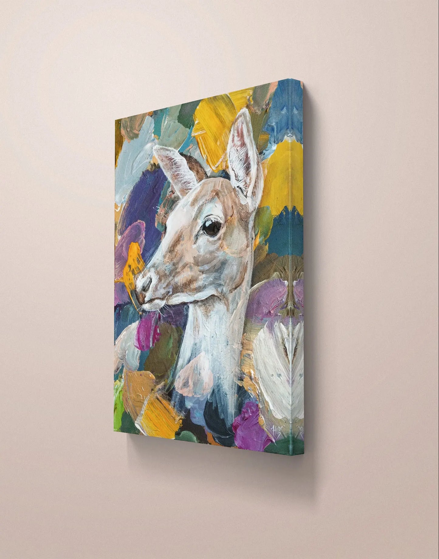 Painting Gentle Deer – hand-painted original acrylic painting (30 x 40 cm)