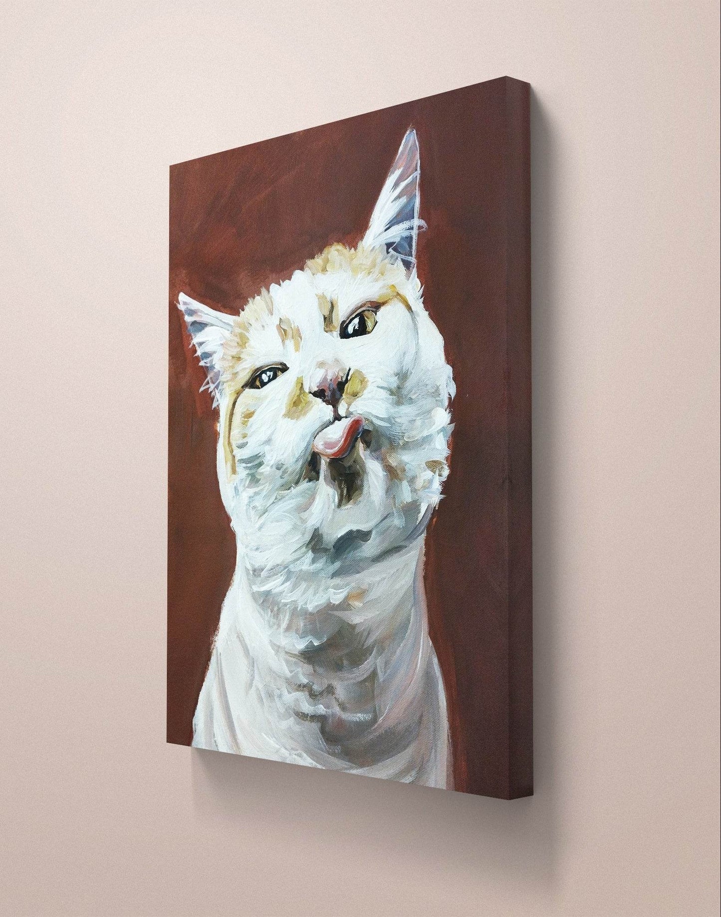 Gemälde freche Katze – handgemaltes Original Acrylbild (30 x 40 cm)