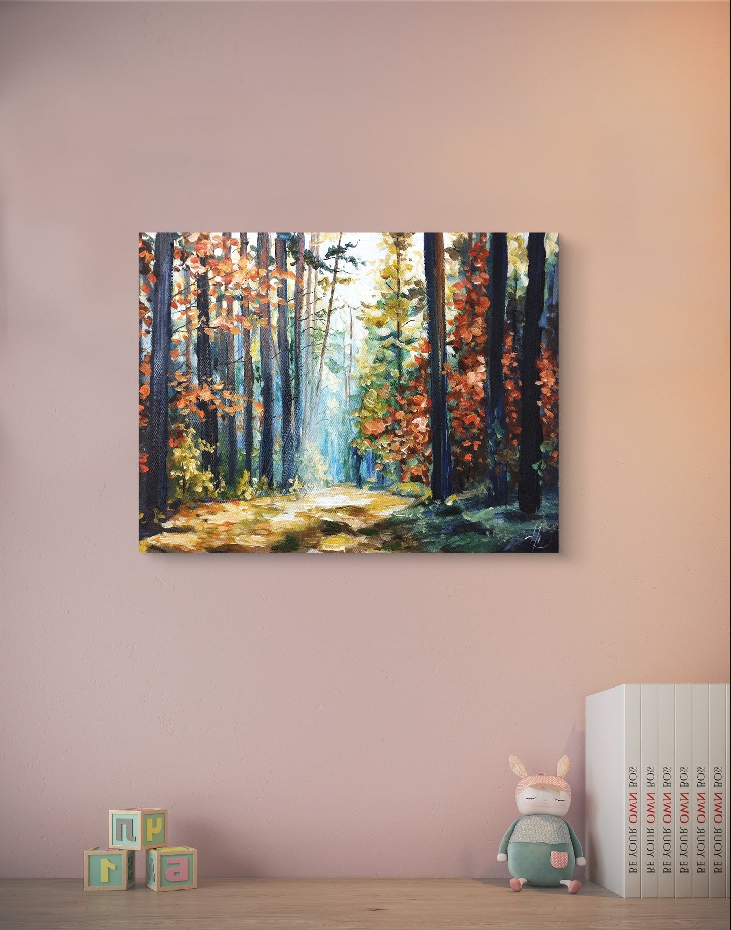 Premium Gemälde "Herbstwald im Glanz" 30 x 40 cm - Heinz