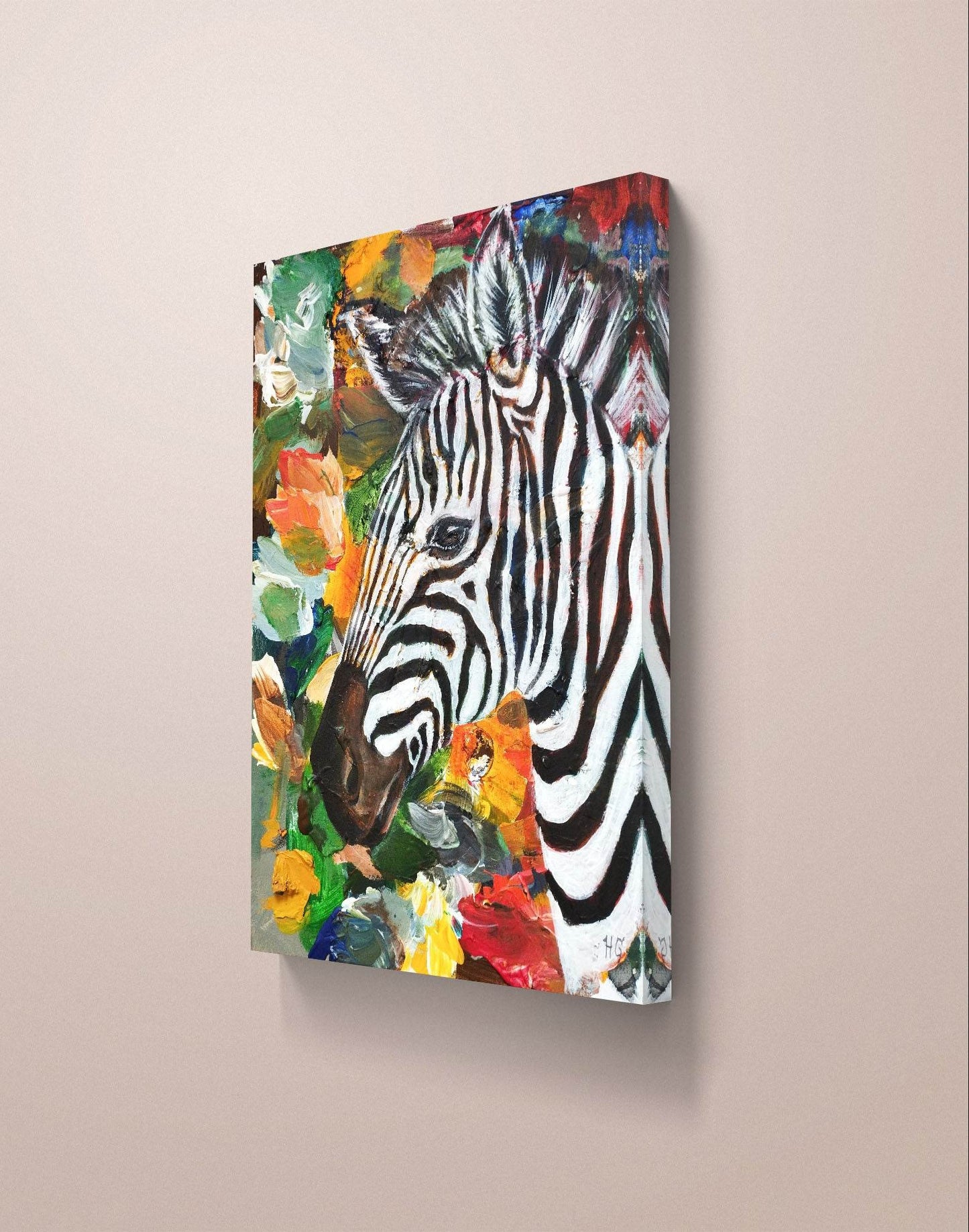 Gemälde bunt Zebra – handgemaltes Original Acrylbild (30 x 40 cm) - H1Z Art