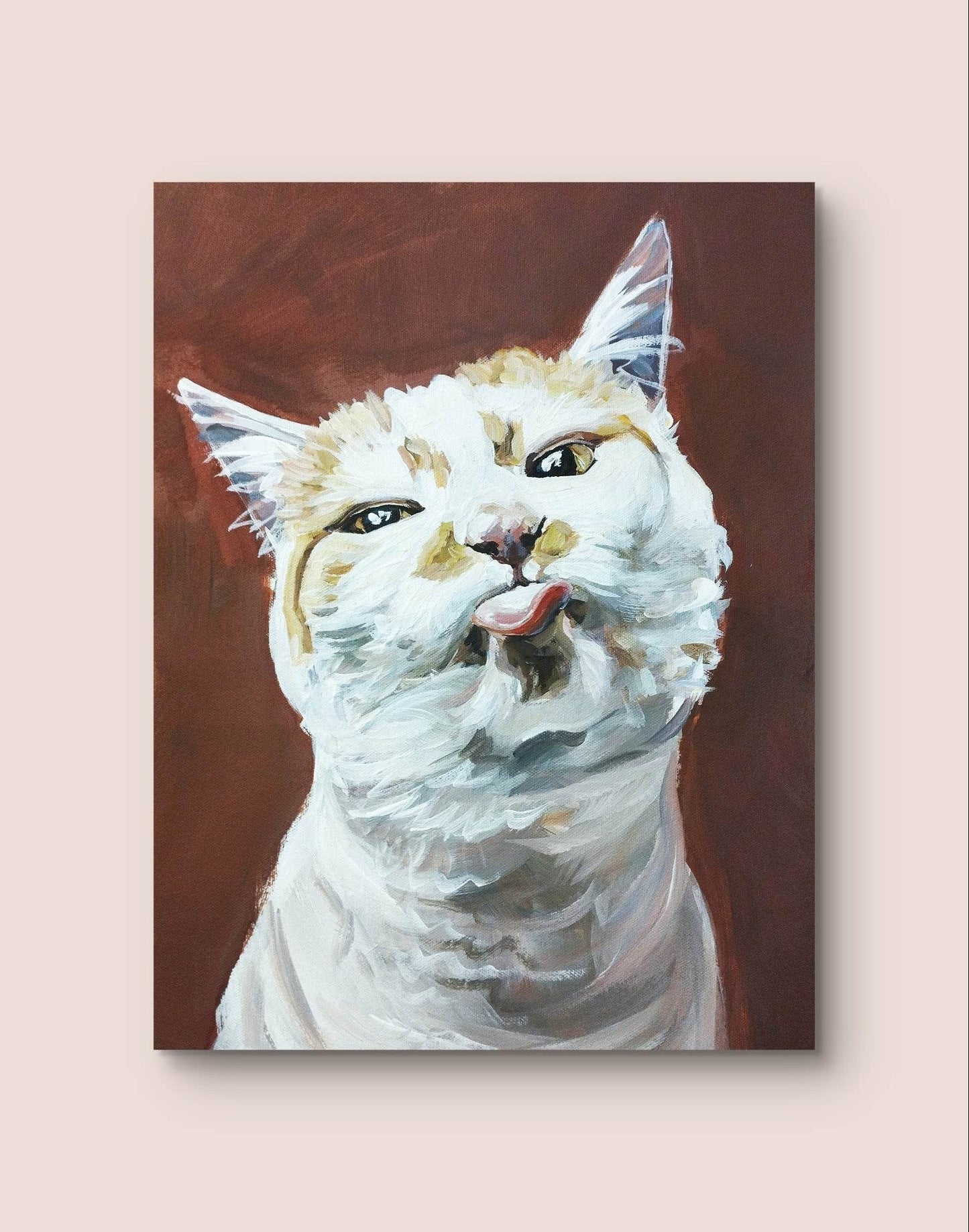 Gemälde freche Katze – handgemaltes Original Acrylbild (30 x 40 cm)