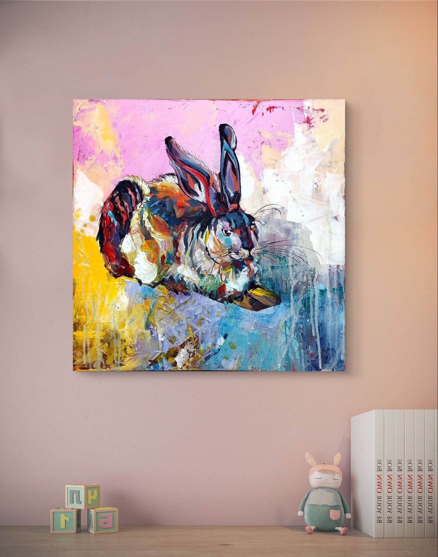 Gemälde Albrecht Dürer Hase – handgemaltes Original Acrylbild (50 x 50 cm)