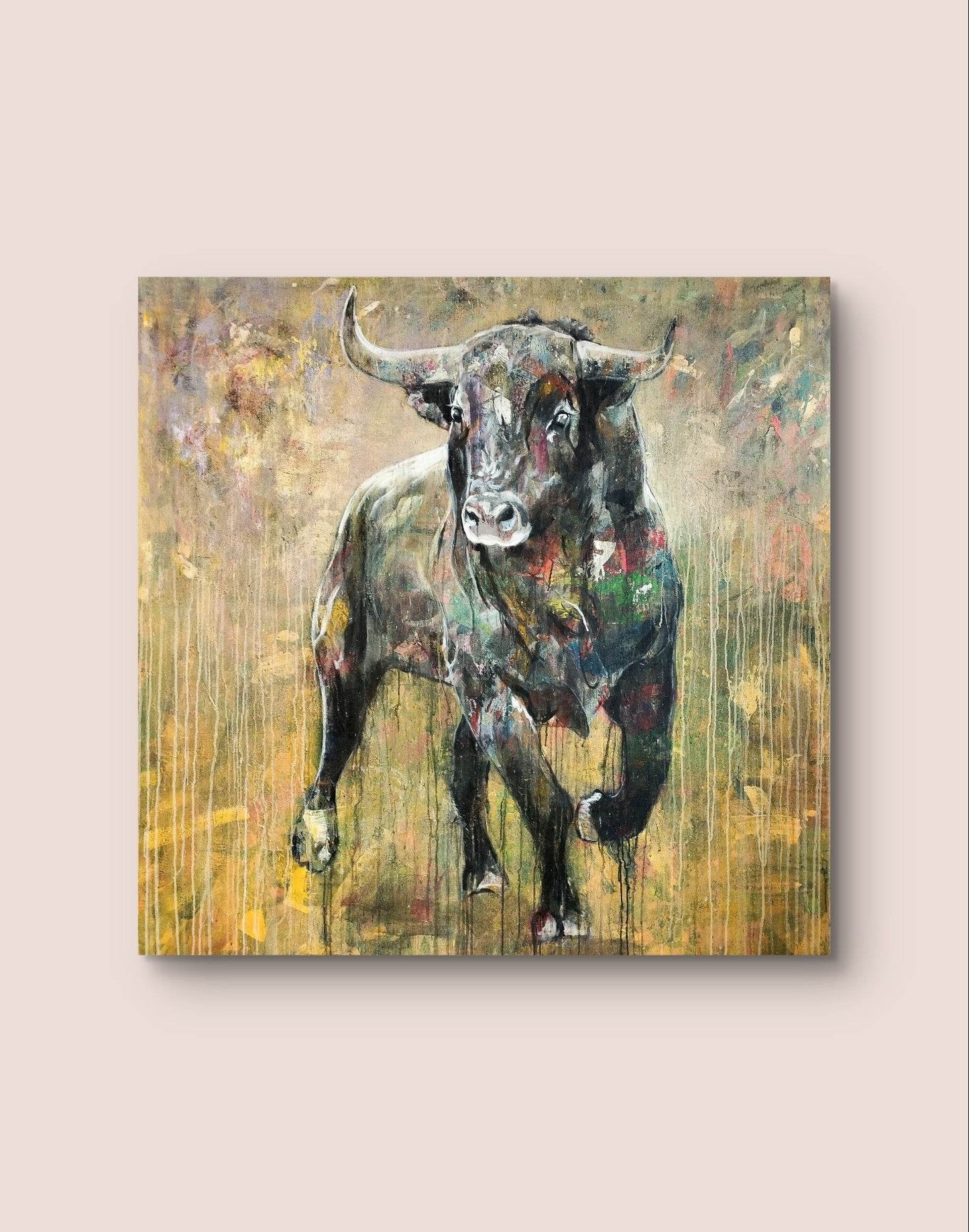 Gemälde Stier – handgemaltes Original Acrylbild (140 x 140 cm)