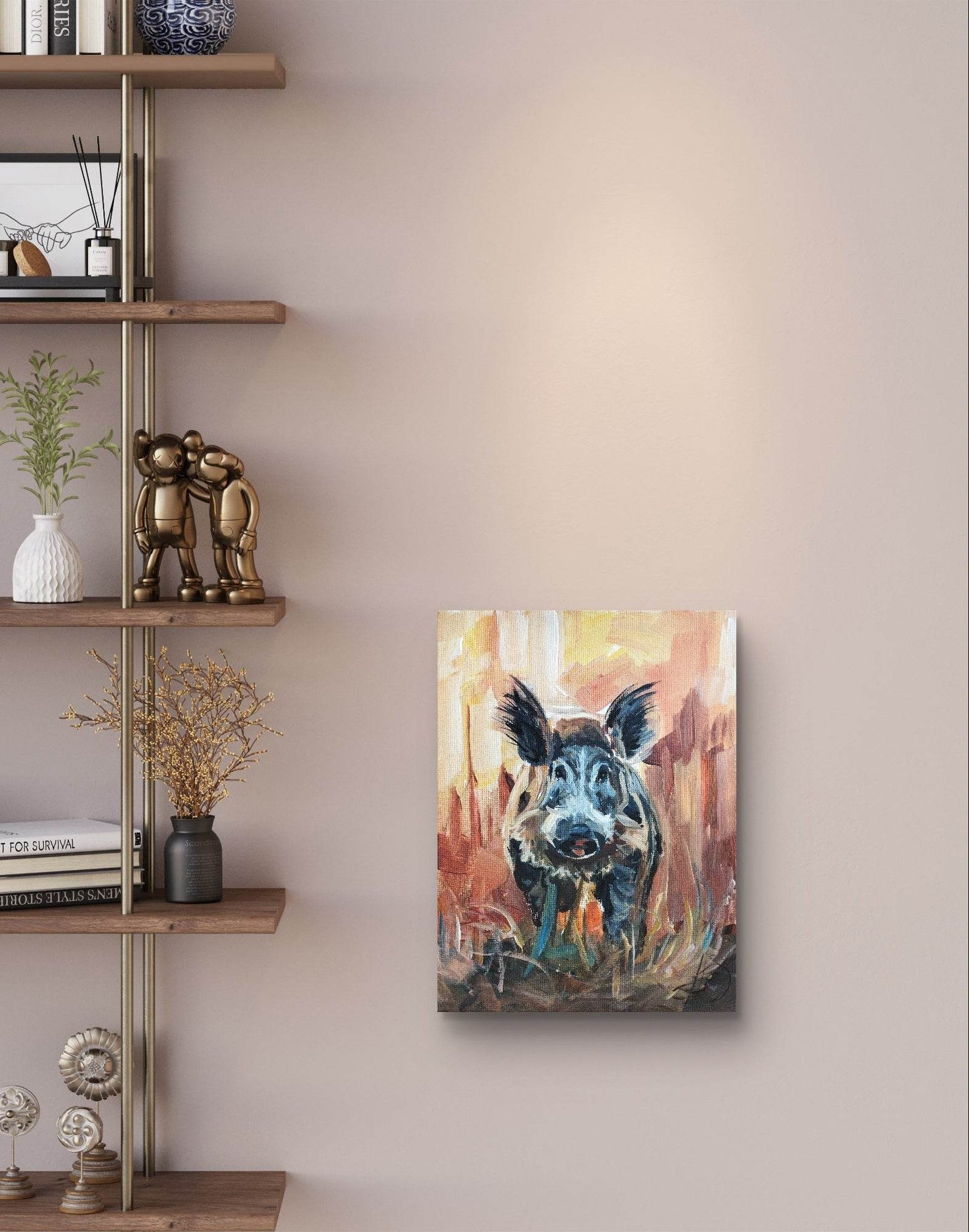 H1Z ART Acrylbild Gemälde Wildschwein – handgemaltes Original Acrylbild (30 x 40 cm)