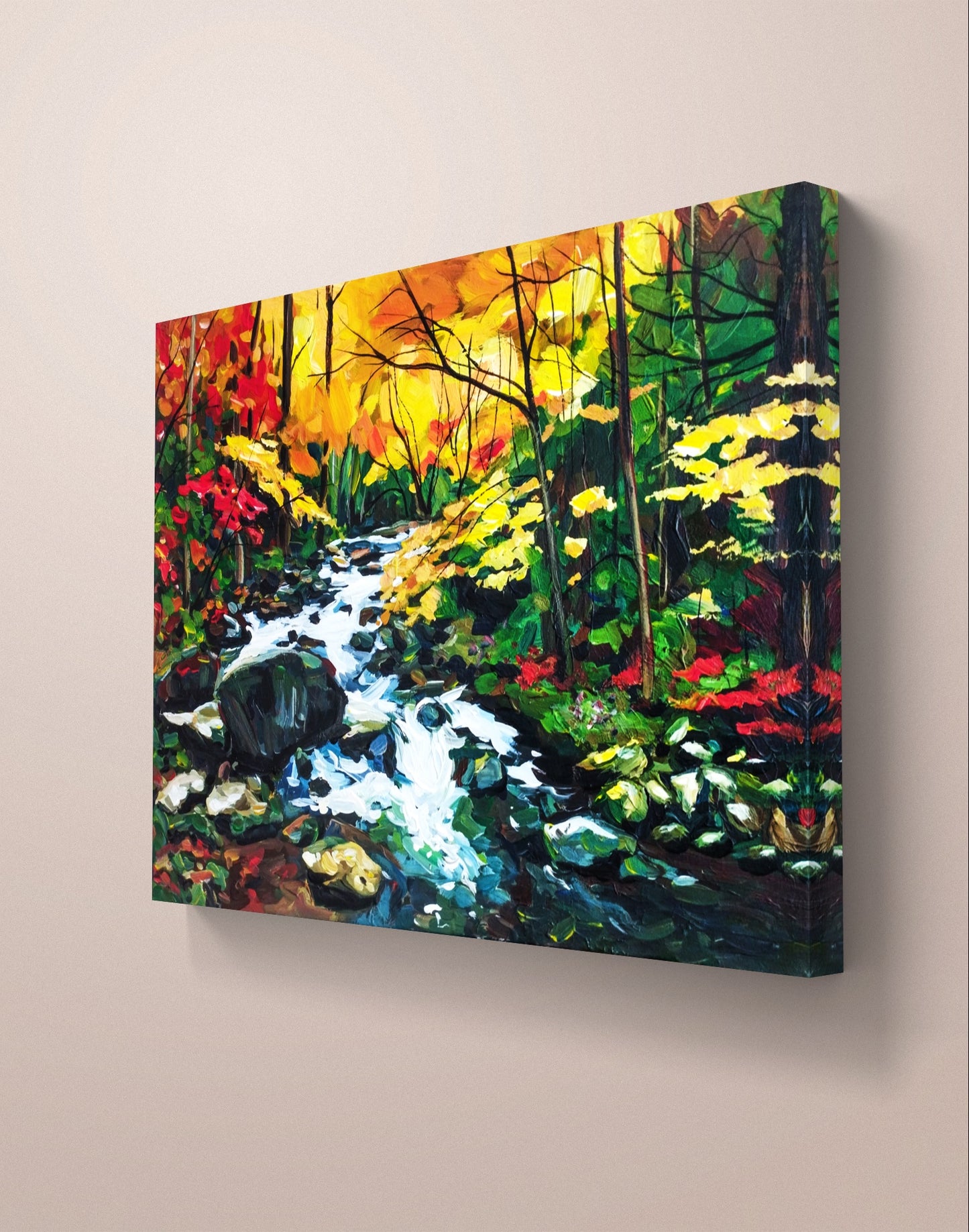 Gemälde "Flussgeflüster im Wald" 50 x 70 cm - Heinz