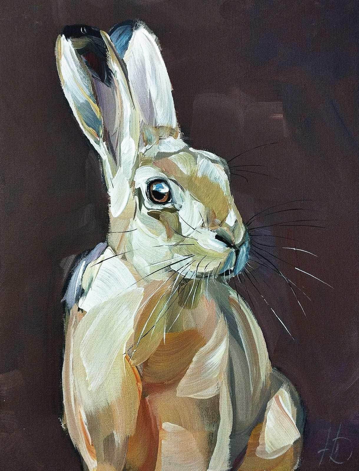 Gemälde braun Hase – handgemaltes Original Acrylbild (30 x 40 cm)