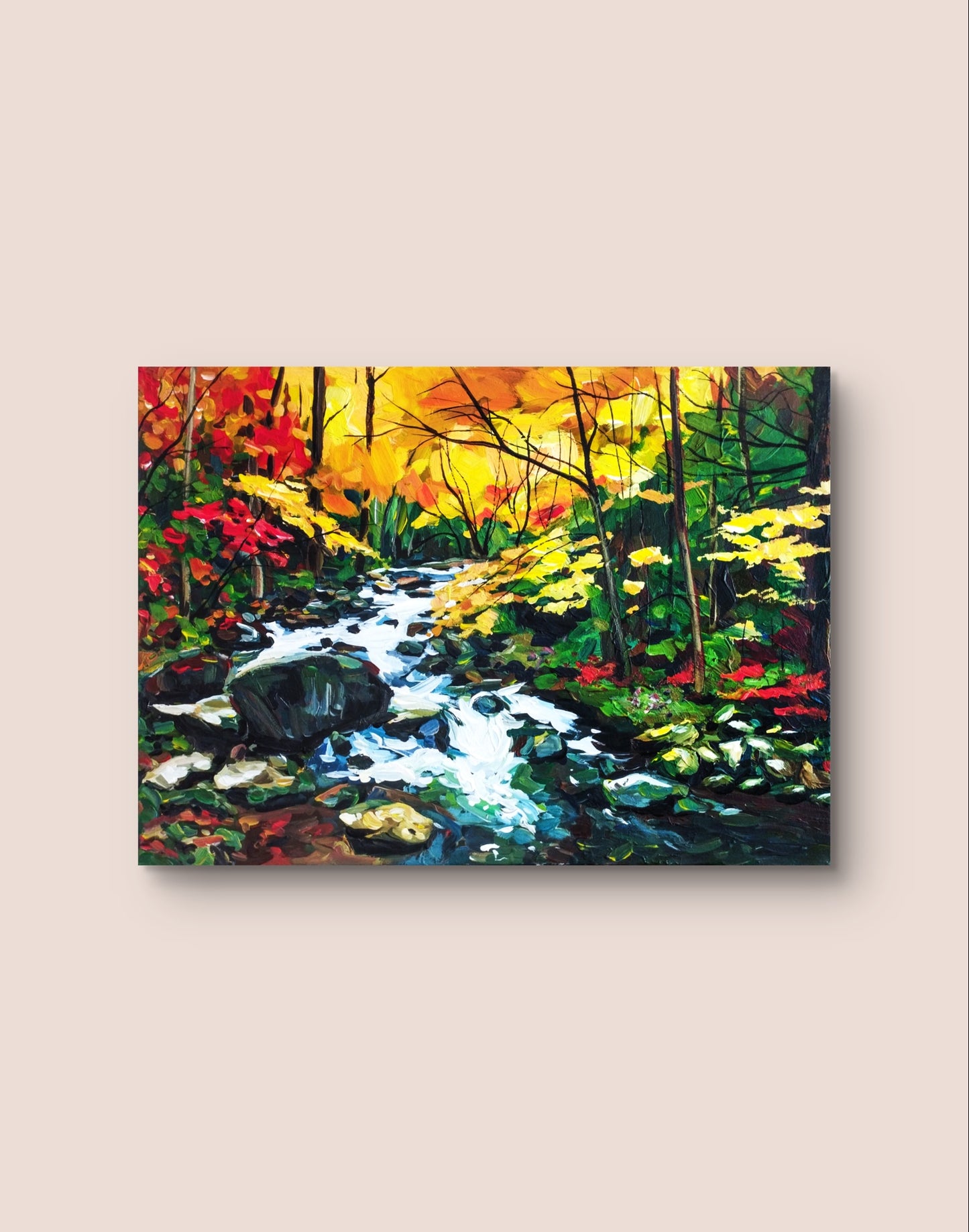 Gemälde "Flussgeflüster im Wald" 50 x 70 cm - Heinz