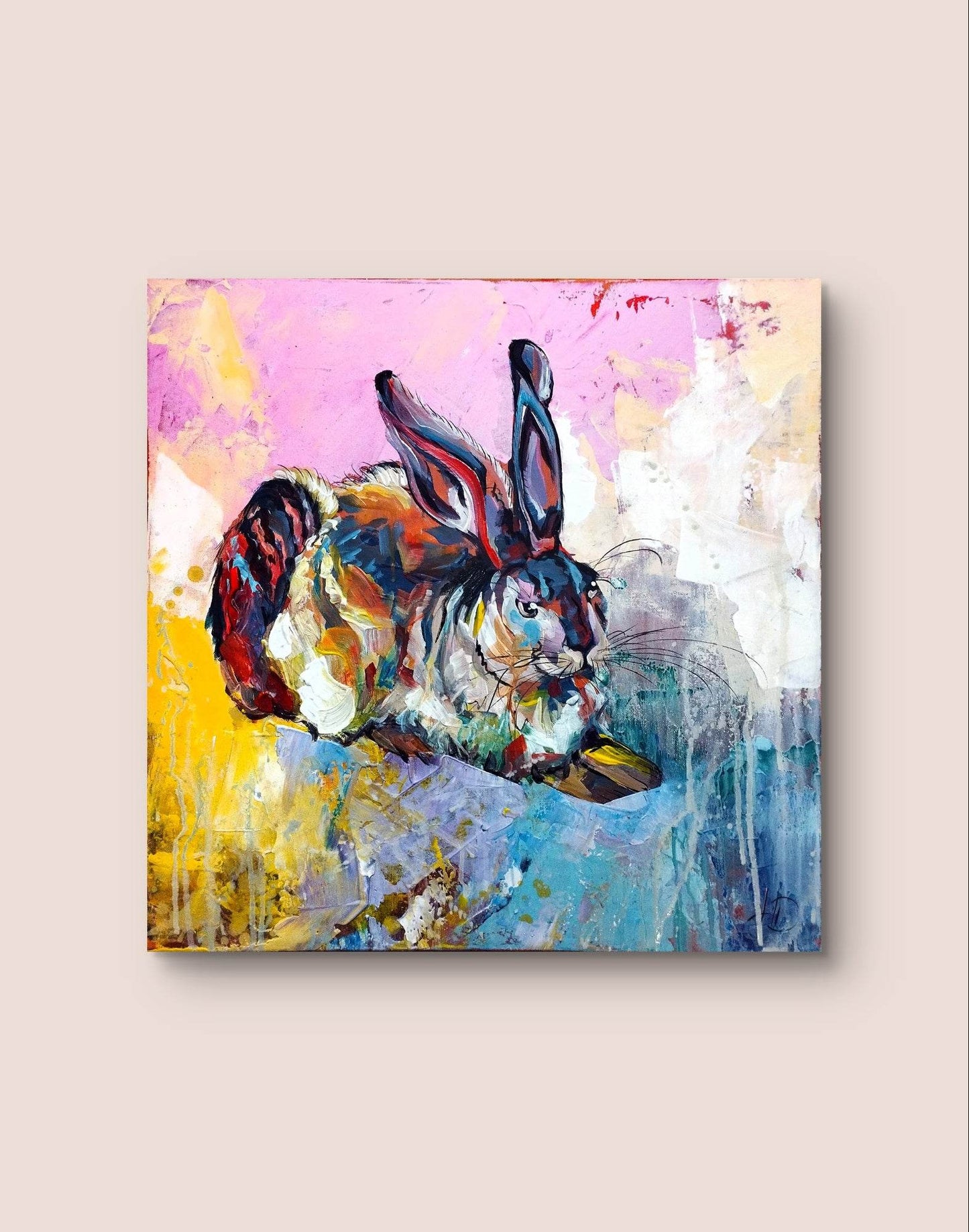 Gemälde Albrecht Dürer Hase – handgemaltes Original Acrylbild (50 x 50 cm)