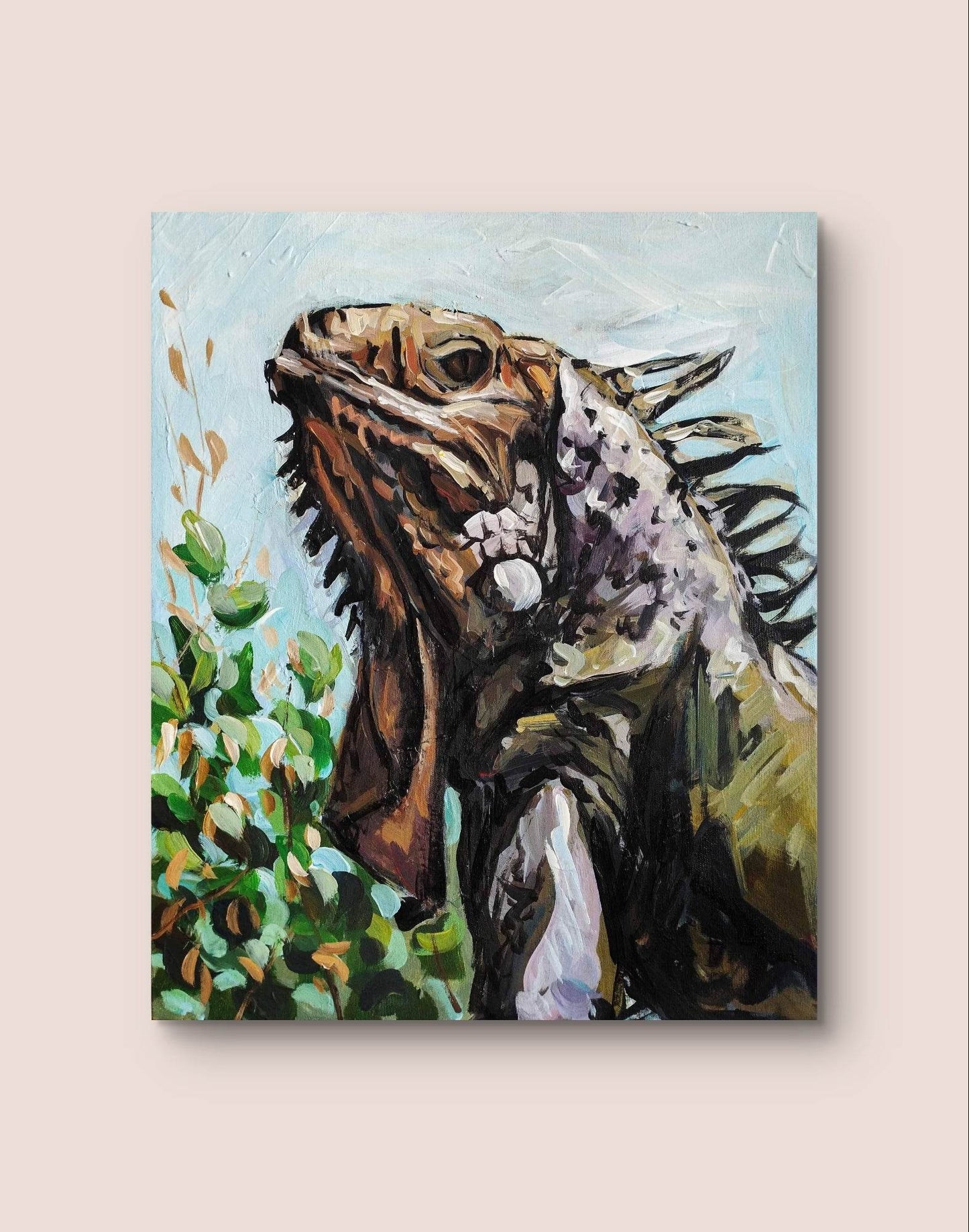 Gemälde Leguan – handgemaltes Original Acrylbild (40 x 50 cm)