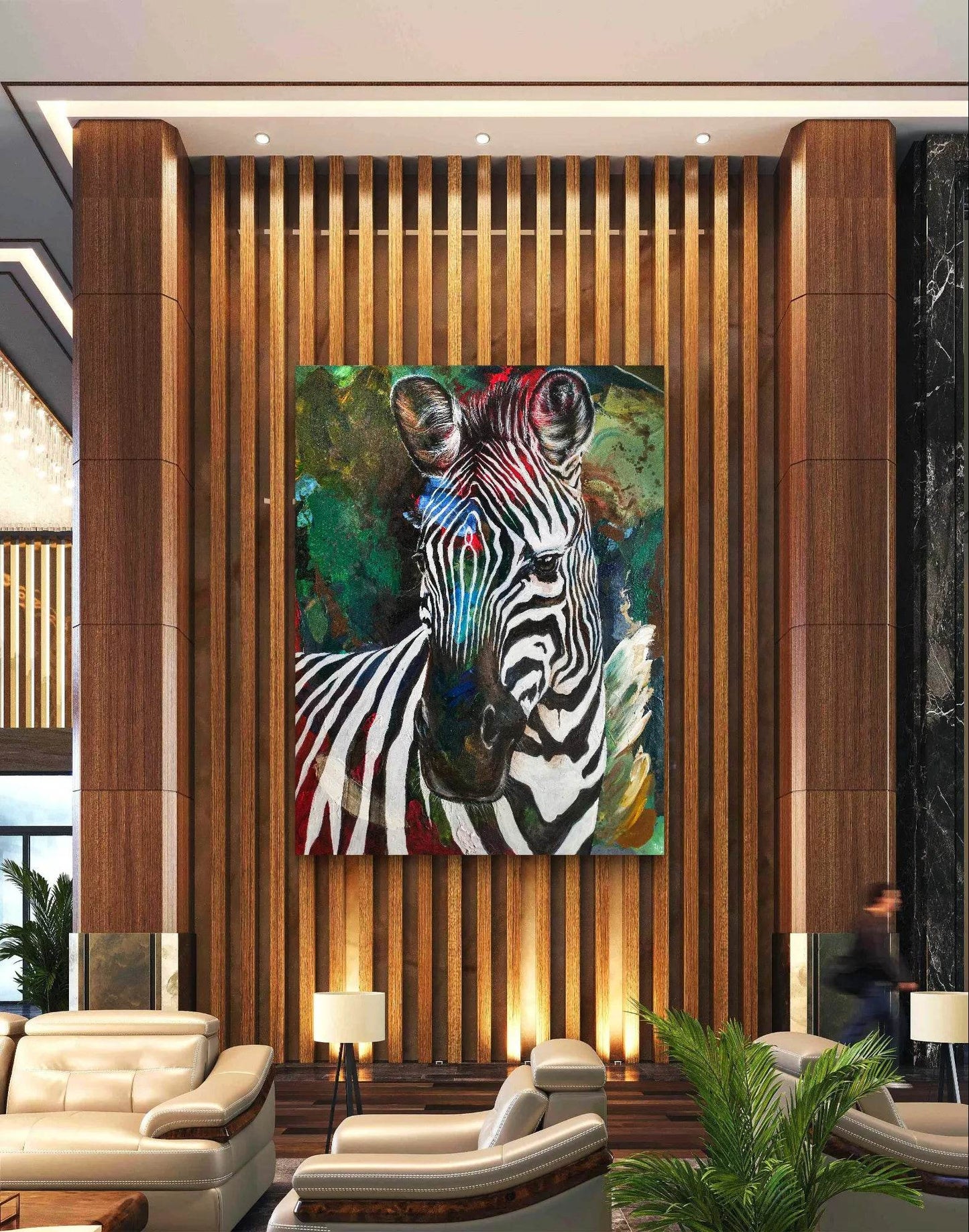 Gemälde Zebra – handgemaltes Original Acrylbild (125,5 x 95,5 cm)