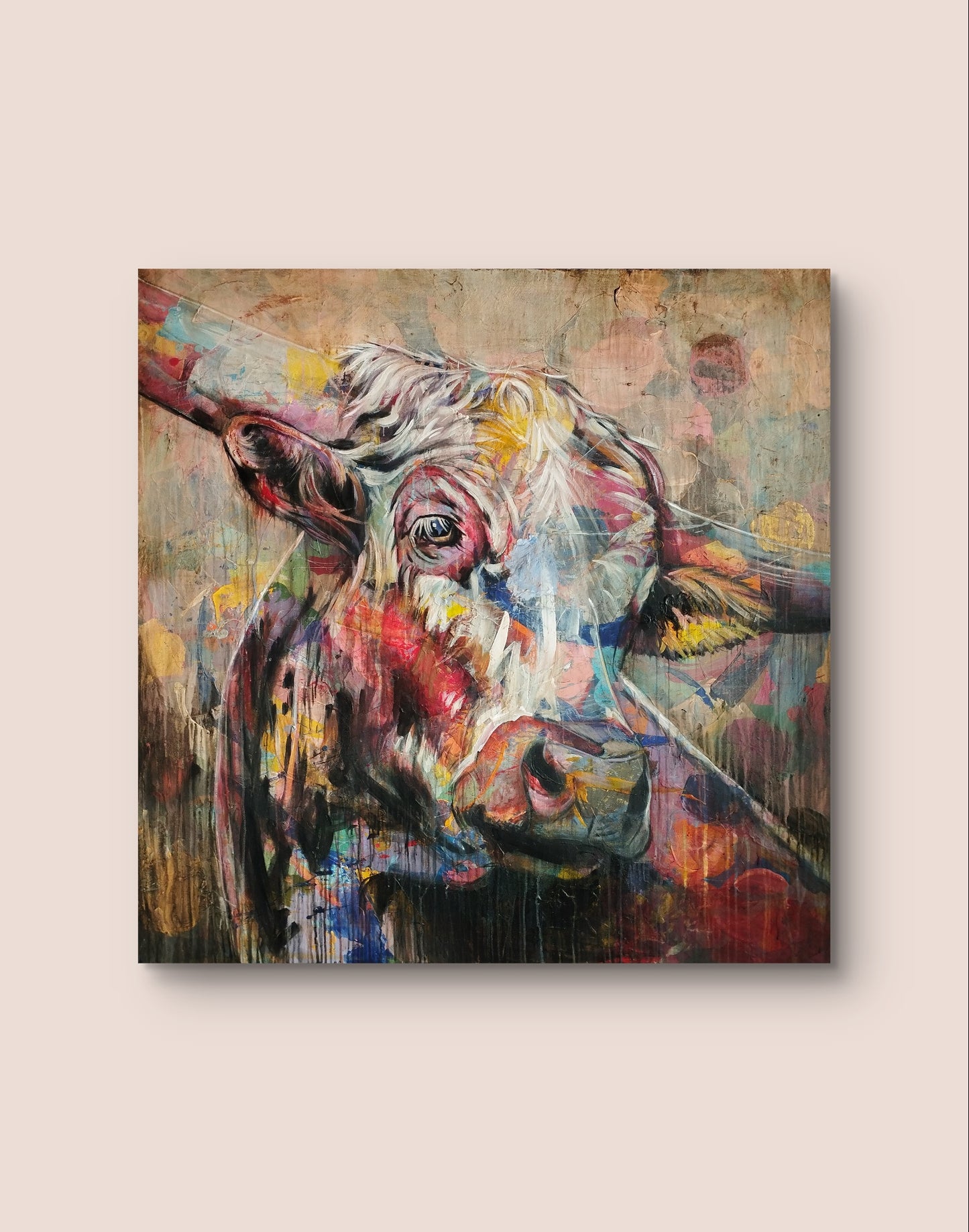 Premium Gemälde "Mozart’s Cow" 140 x 140 cm - Heinz