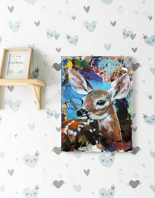 Expressiv-realistisches Gemälde Kitz – handgemaltes Original Acrylbild (30 × 40 cm) auf Leinwand von H1Z ART in lebendiger Atmosphäre