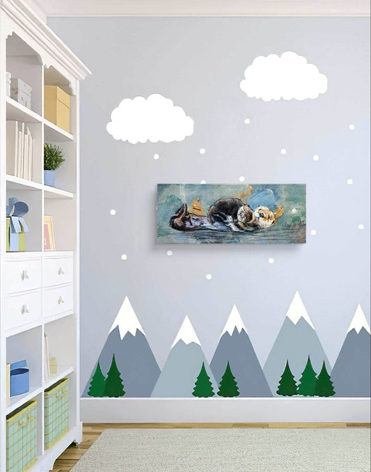 Expressiv-realistisches Gemälde Otter – handgemaltes Original Acrylbild (50 x 20 cm) auf Leinwand von H1Z ART in lebendiger Atmosphäre