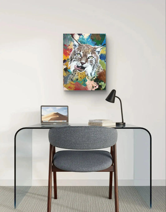 Expressiv-realistisches Gemälde Luchs – handgemaltes Original Acrylbild (30 x 40 cm) auf Leinwand von H1Z ART in lebendiger Atmosphäre