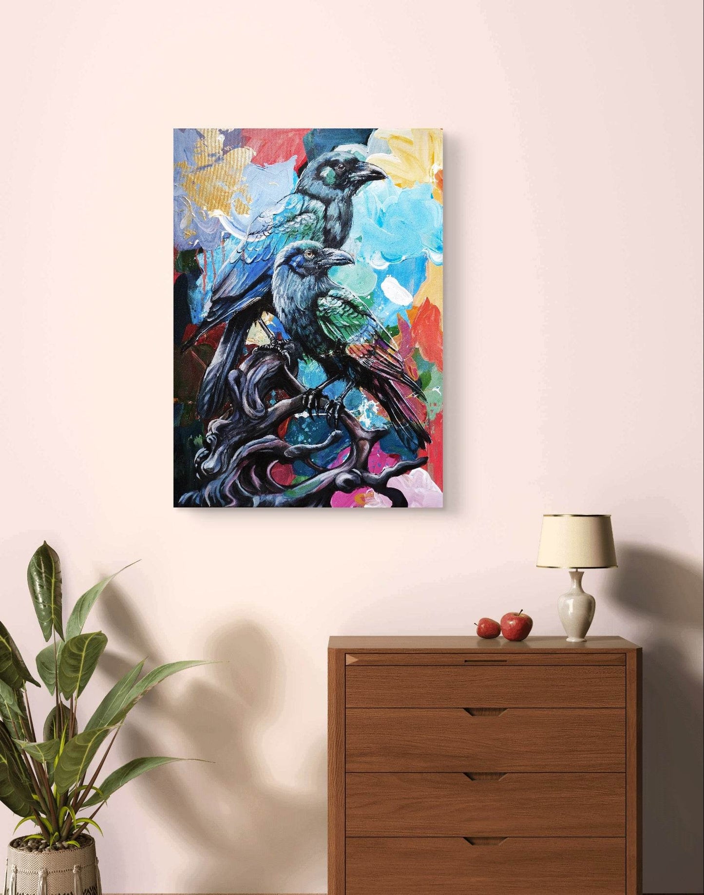 Gemälde Raben – handgemaltes Original Acrylbild (50 x 70 cm)