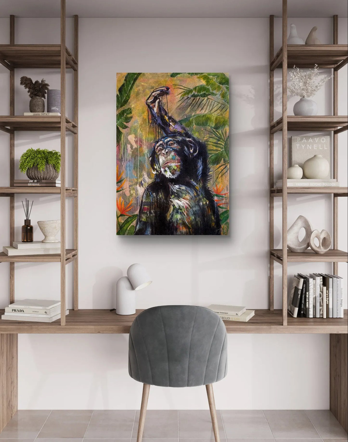 Gemälde eleganter Affe – handgemaltes Original Acrylbild (96 x 67 cm)