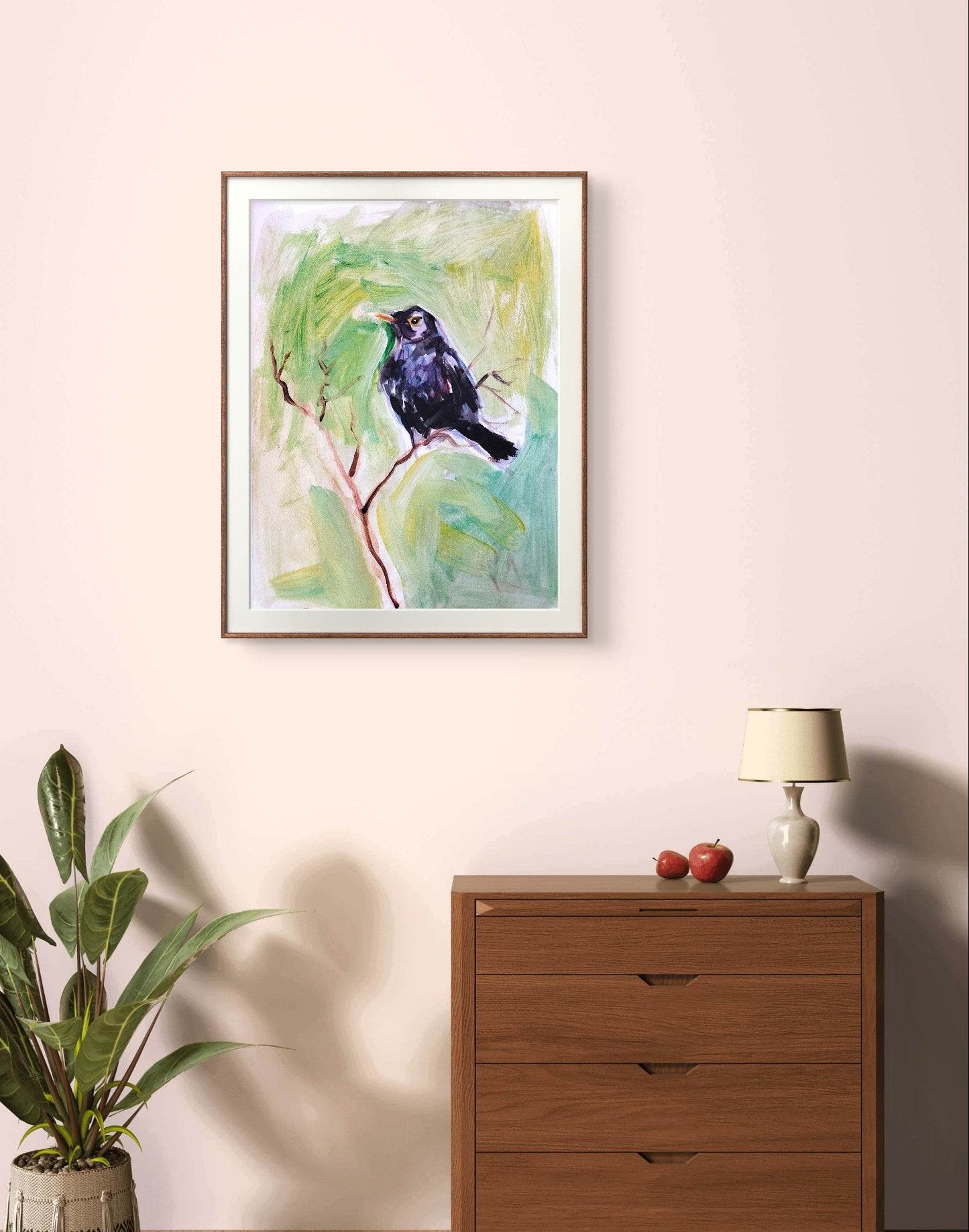 Aquarellbild Amsel (30 × 40 cm)