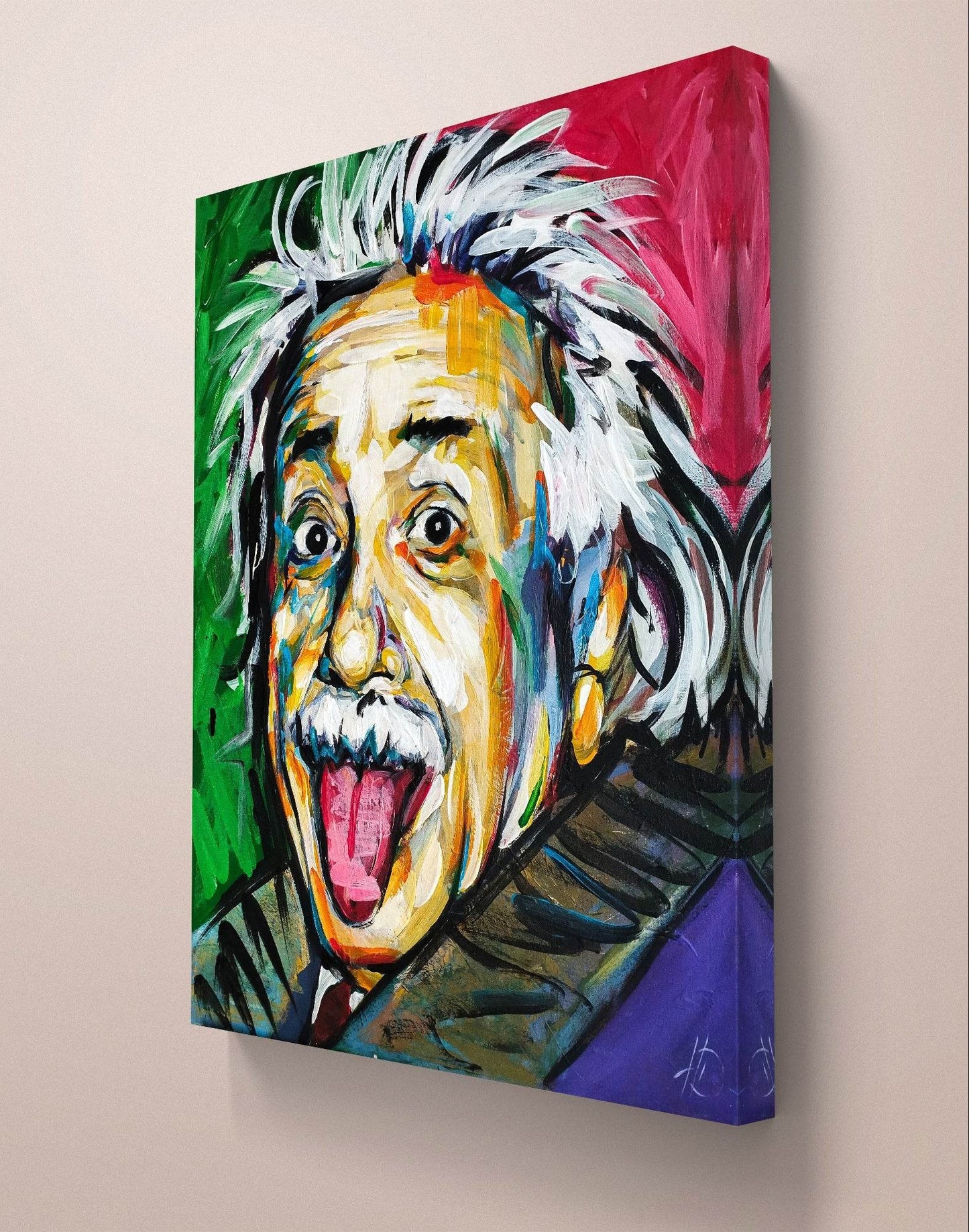 Gemälde lustiger Einstein Original Acrylbild (50 x 60 cm)