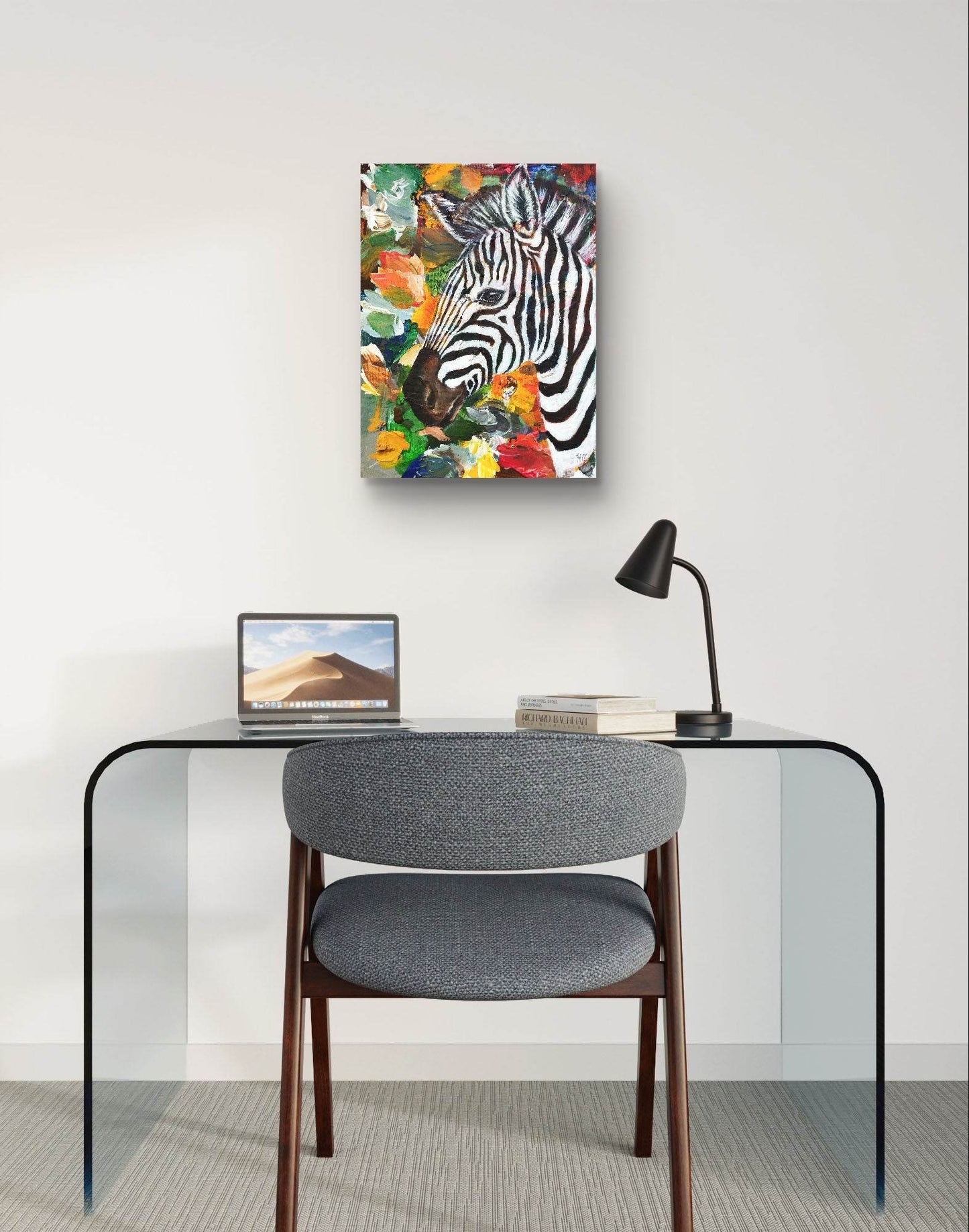 Gemälde bunt Zebra – handgemaltes Original Acrylbild (30 x 40 cm) - H1Z Art