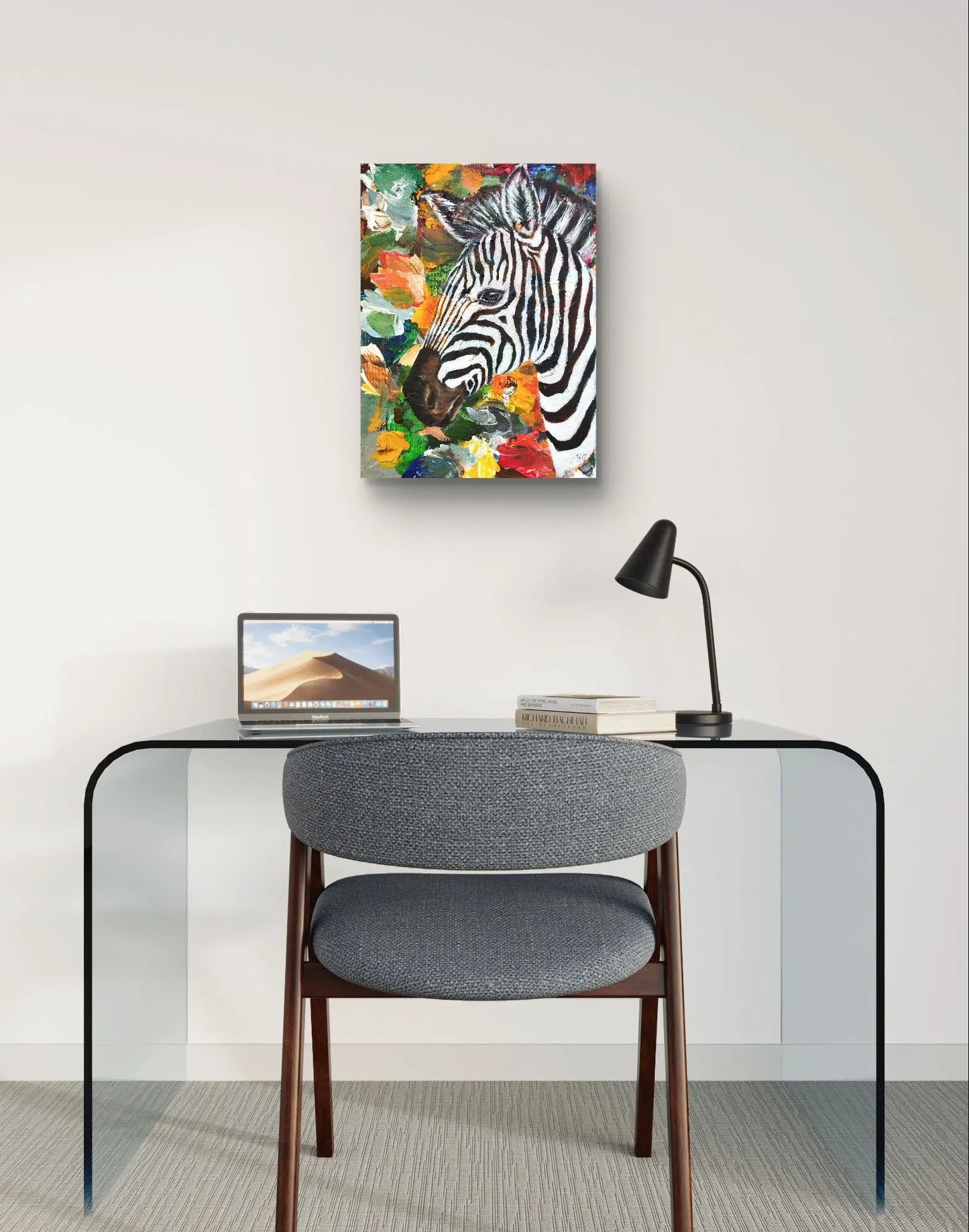 Painting Zebra on the Savannah – hand-painted original acrylic painting (30 x 40 cm)