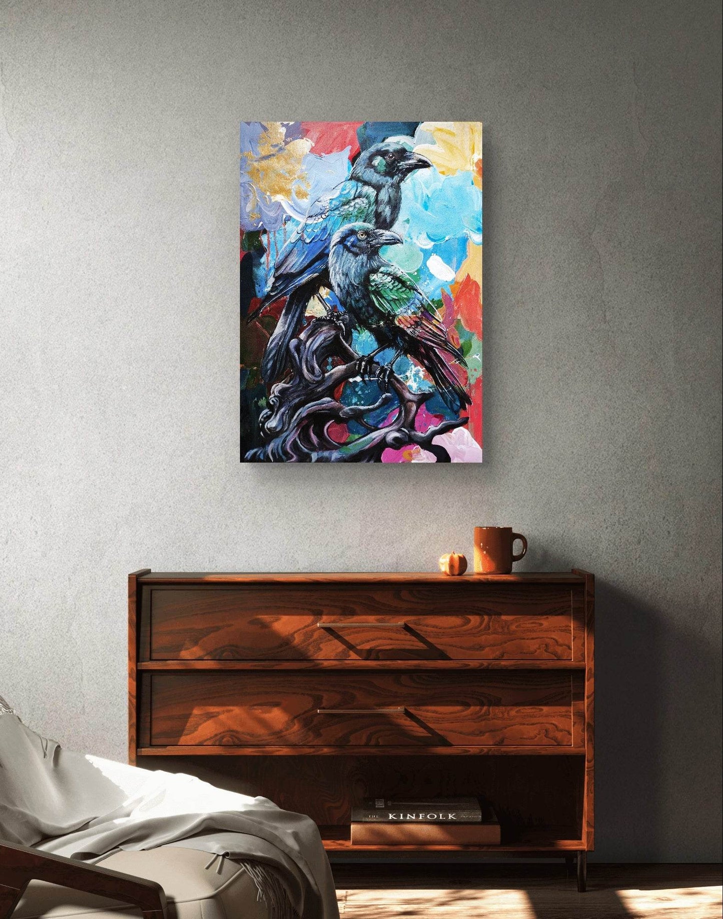 Gemälde Raben – handgemaltes Original Acrylbild (50 x 70 cm)