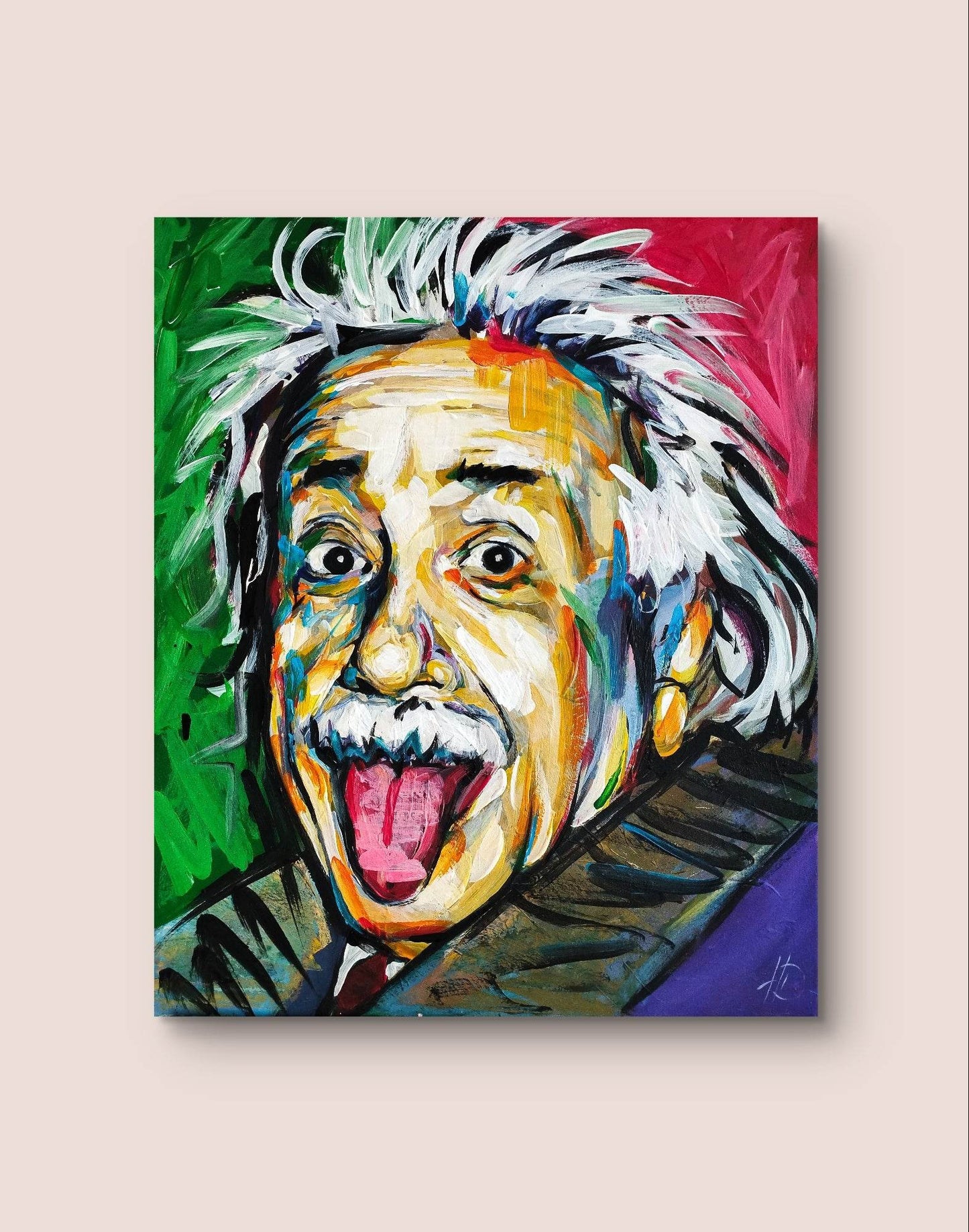 Gemälde lustiger Einstein Original Acrylbild (50 x 60 cm)