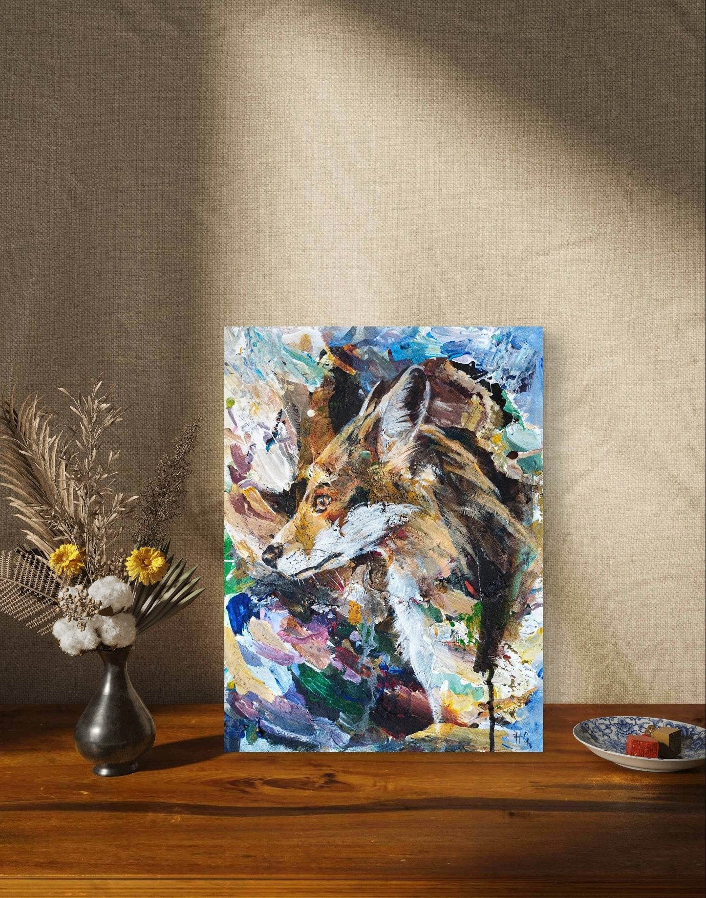 Wandbild Fuchs Acryl auf Leinwand (30 x 40 cm) - H1Z Art – Zeitgenössische Kunst aus Leipzig