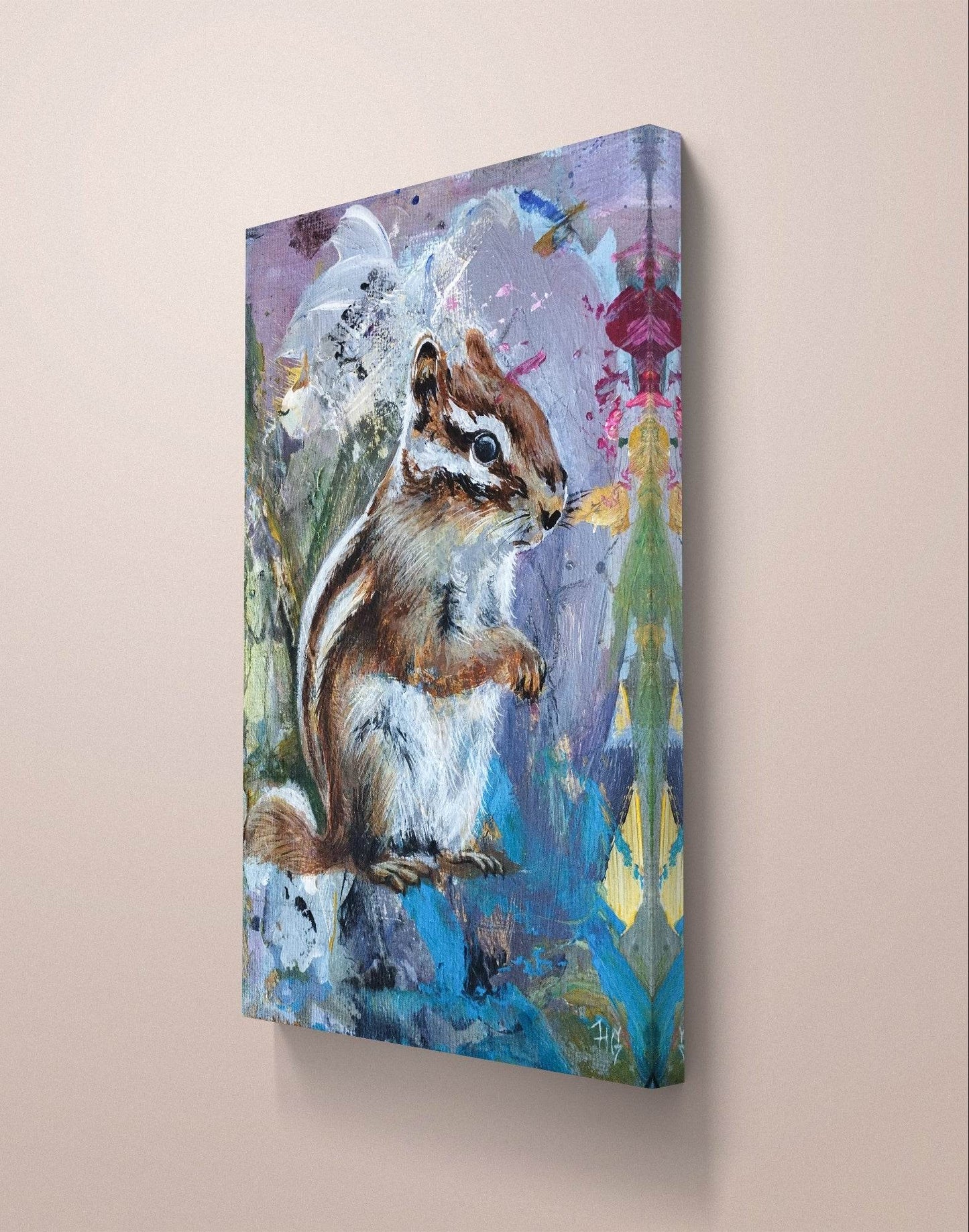 Gemälde Streifenhörnchen – handgemaltes Original Acrylbild (18 x 12 cm) - H1Z Art