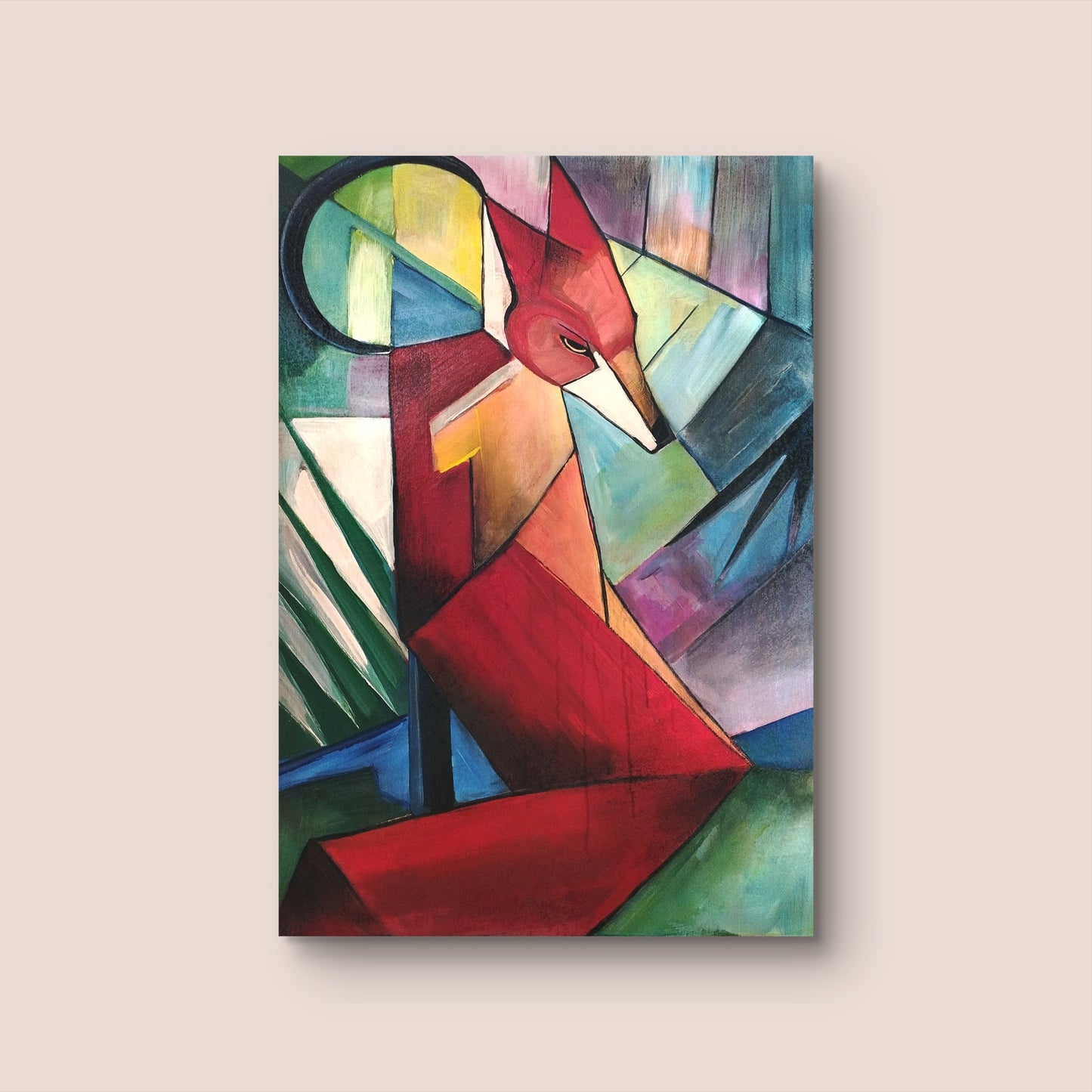 Premium Gemälde "Kubistischer Fuchs" 100 x 70 cm - Heinz