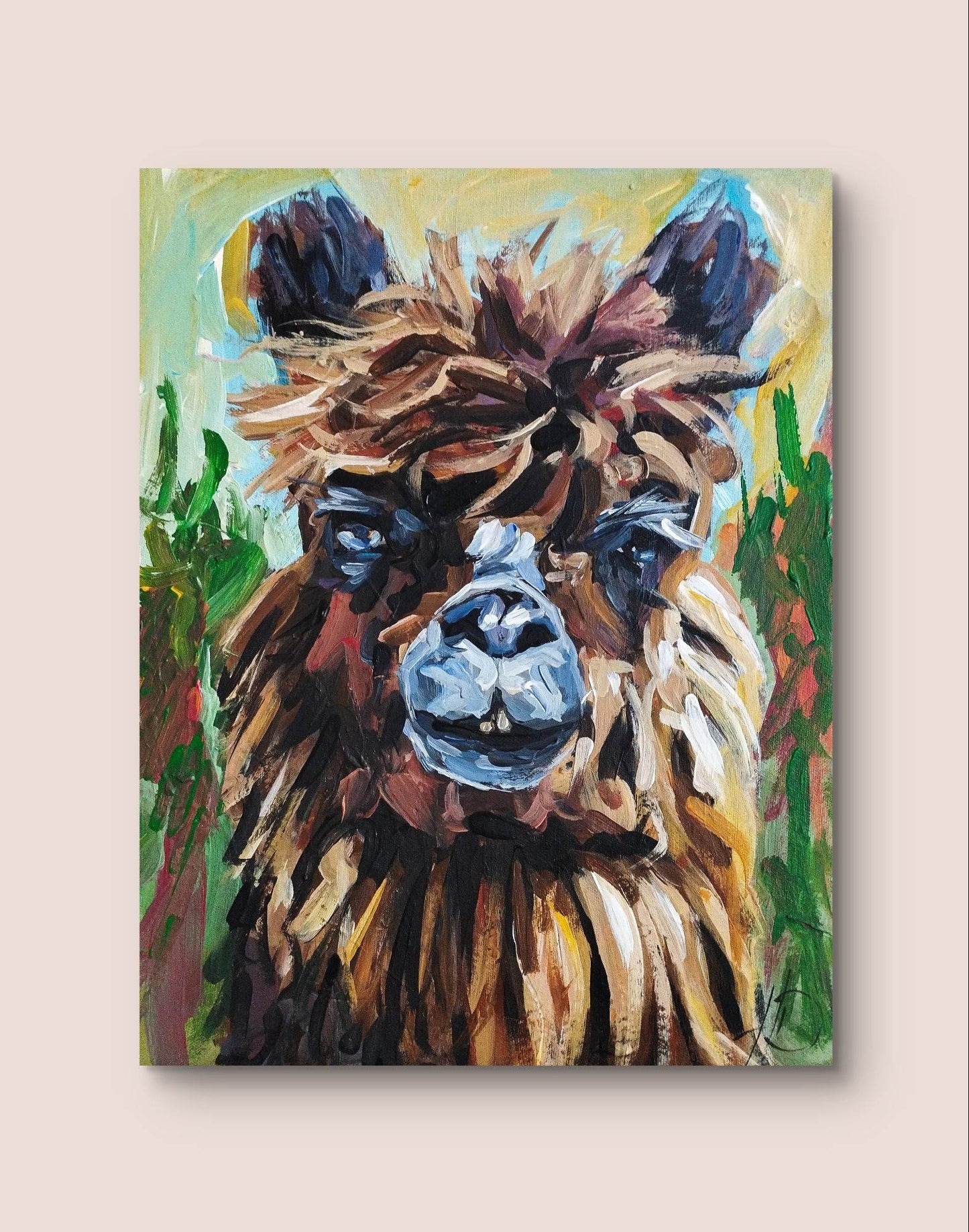 Gemälde Alpaka – handgemaltes Original Acrylbild (30 x 40 cm)