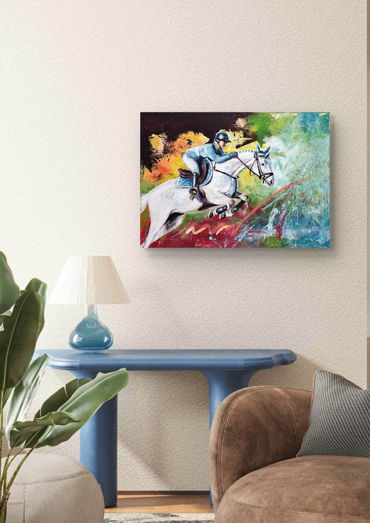 Expressiv-realistisches Gemälde Pferderennen – handgemaltes Original Acrylbild (50 x 70 cm) auf Leinwand von H1Z ART in lebendiger Atmosphäre