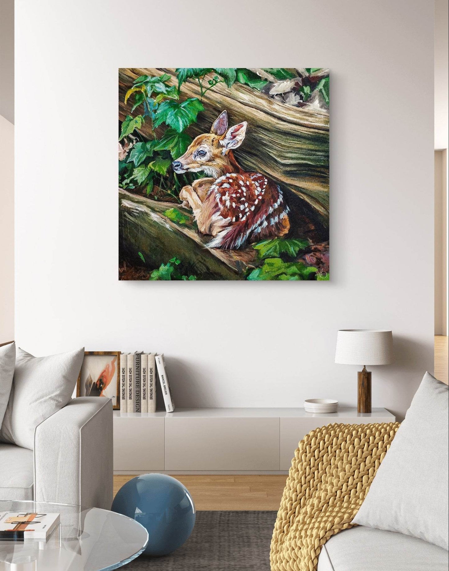 Heinz Acrylbild Wandbild junges Reh Acryl auf Leinwand (100 x 100 cm)