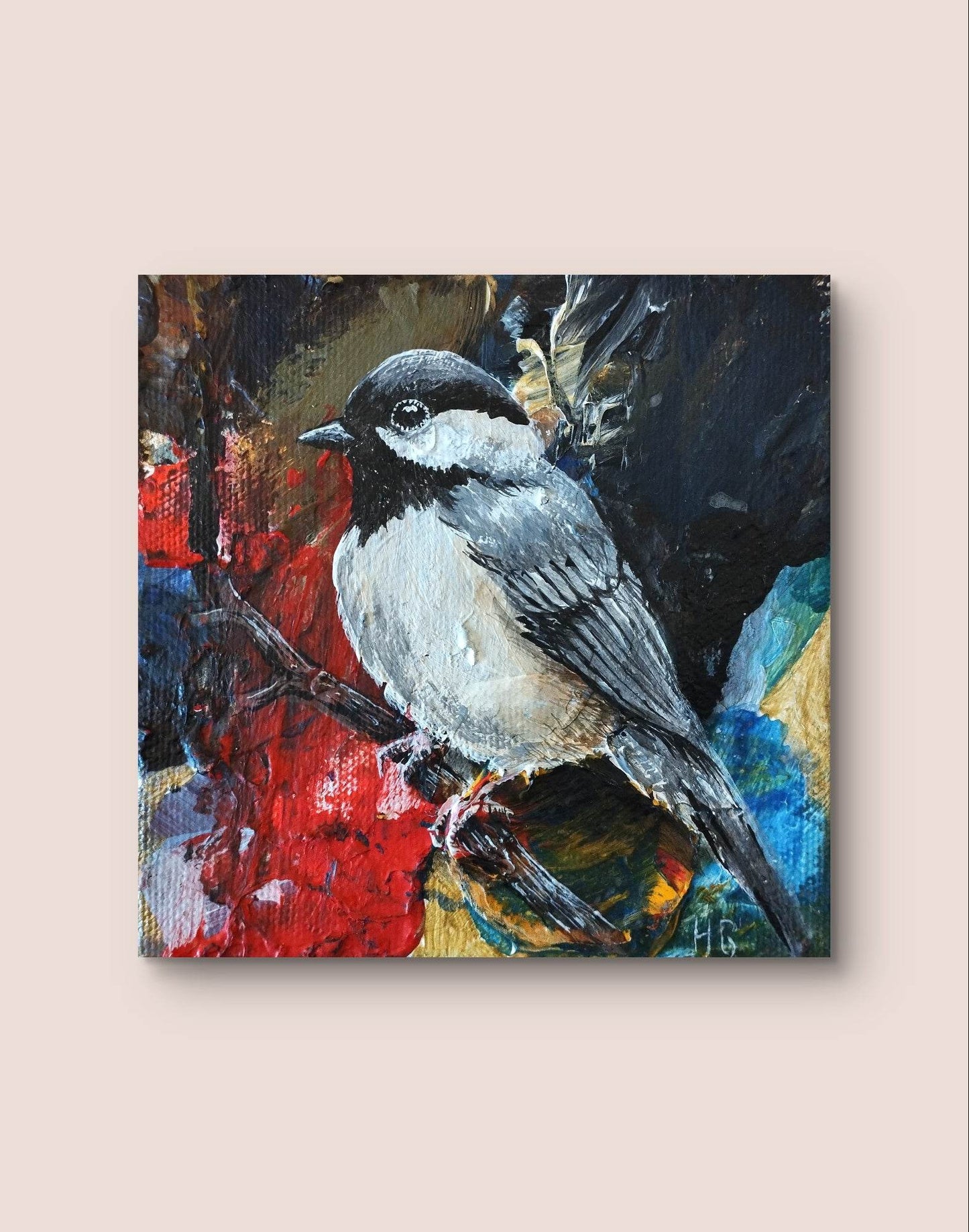 Gemälde Tannenmeise – handgemaltes Original Acrylbild (10 x 10 cm) - H1Z Art