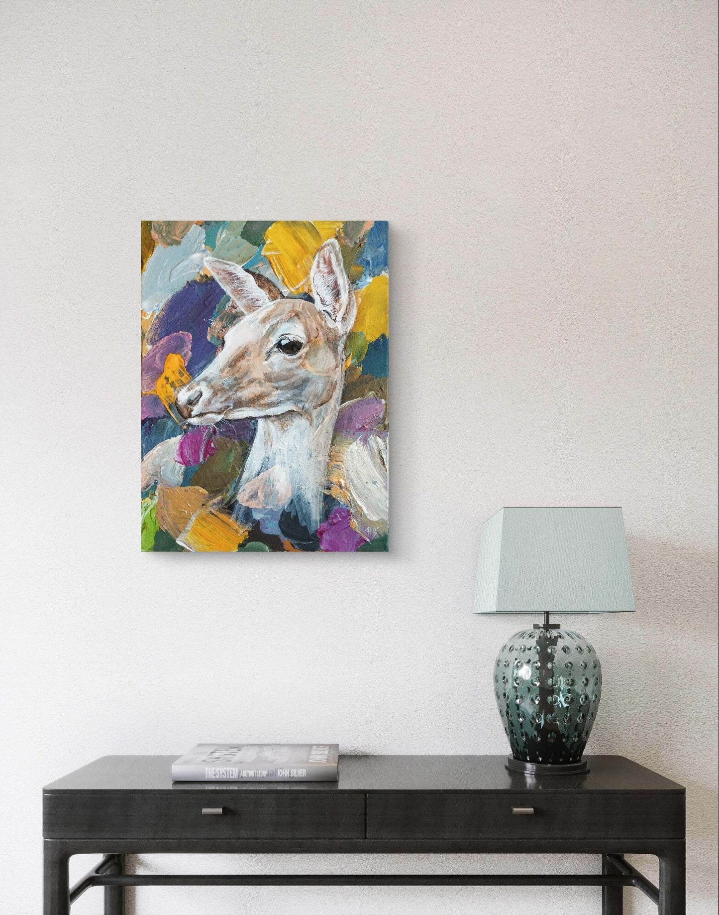 Gemälde weiße Rabe – handgemaltes Original Acrylbild (30 x 40 cm) - H1Z Art